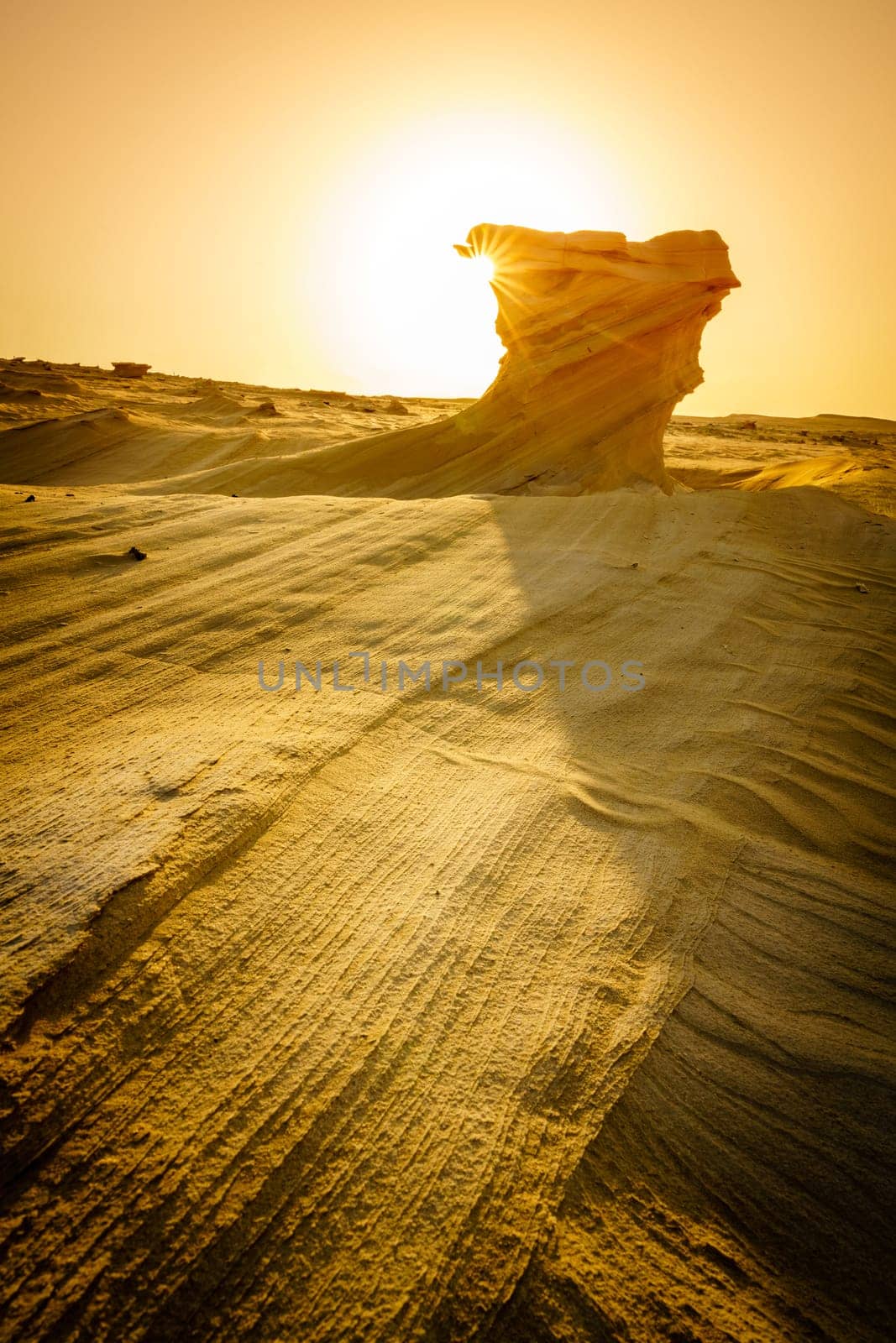 Sandstone formations in Abu Dhabi desert in United Arab Emirates