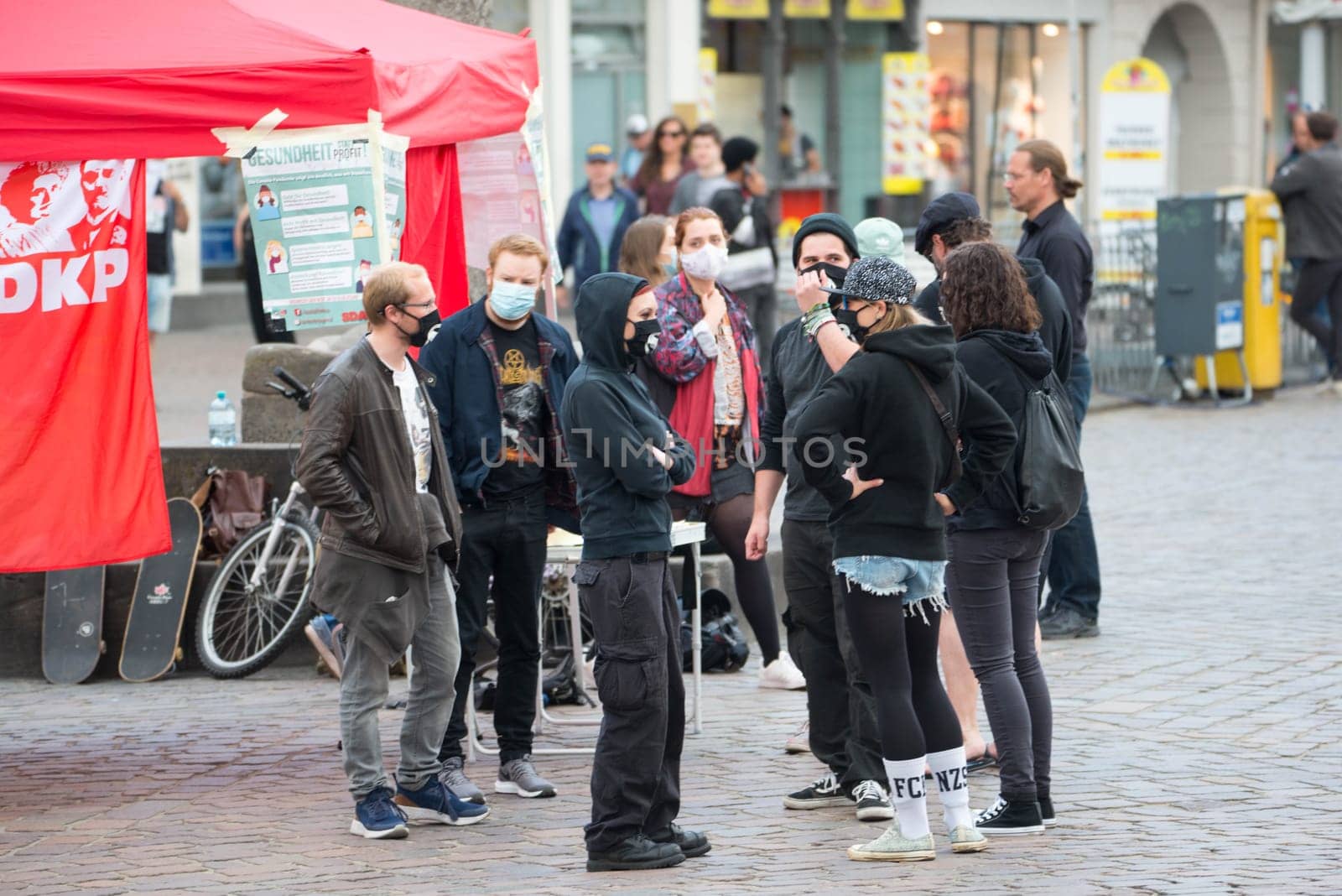 Protests in Trier on the 08.06.2020, Germany, rhineland palatinate, Antifa, demonstration against racism, protest George Floyd, people wearing masks, covid-19