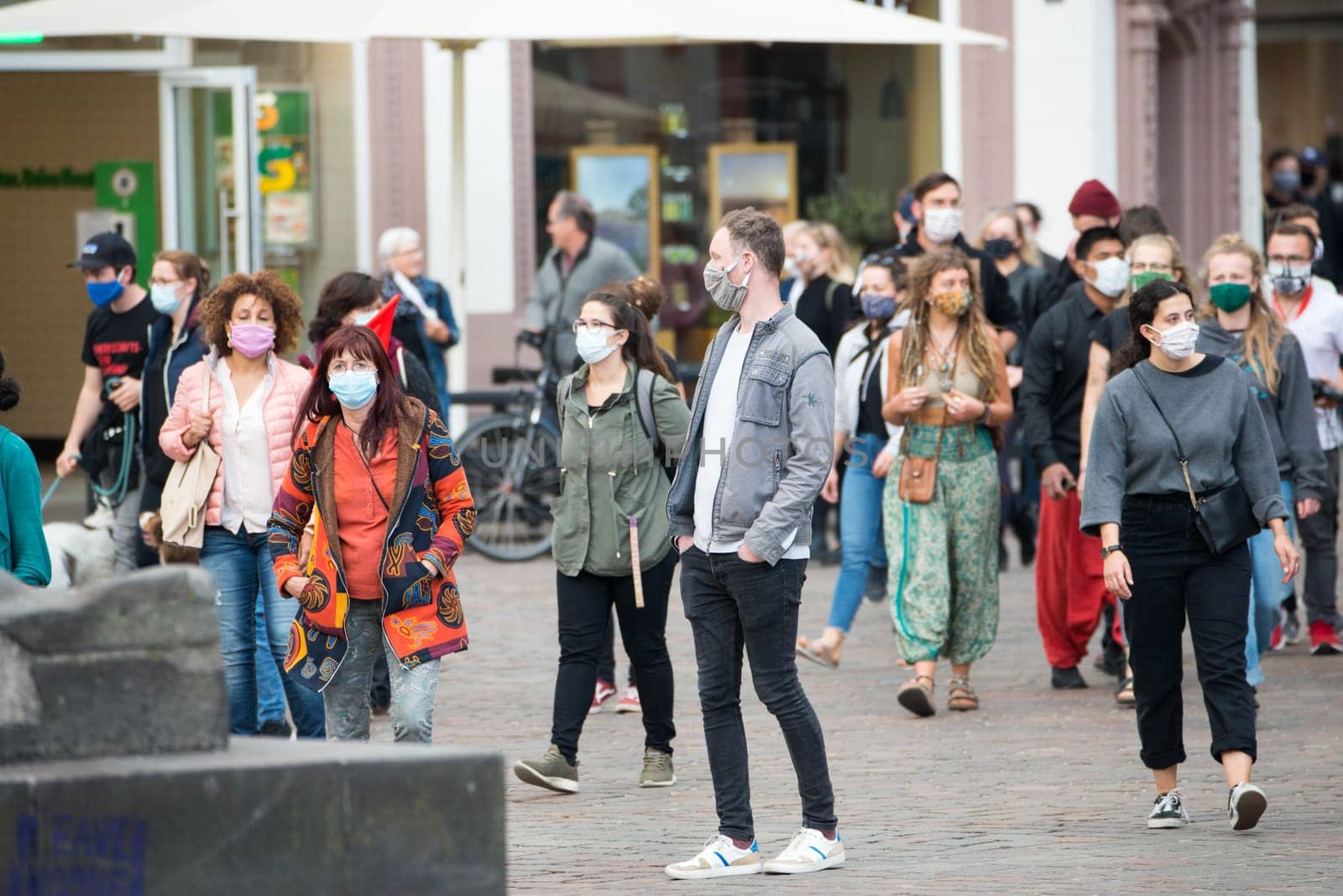 Protests in Trier on the 08.06.2020, Germany, rhineland palatinate, Antifa, demonstration against racism, protest George Floyd, people wearing masks, covid-19