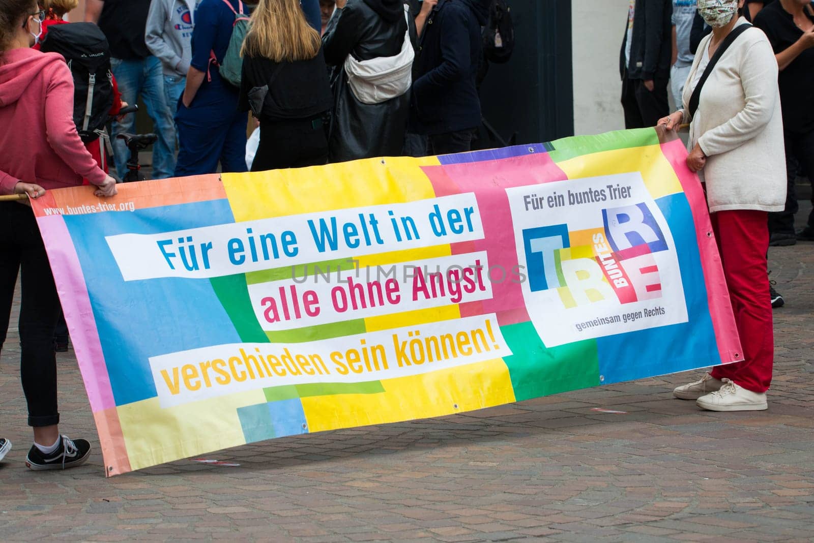 Protests in Trier on the 08.06.2020, Germany, rhineland palatinate, Antifa, demonstration against racism, protest George Floyd, people wearing masks, covid-19