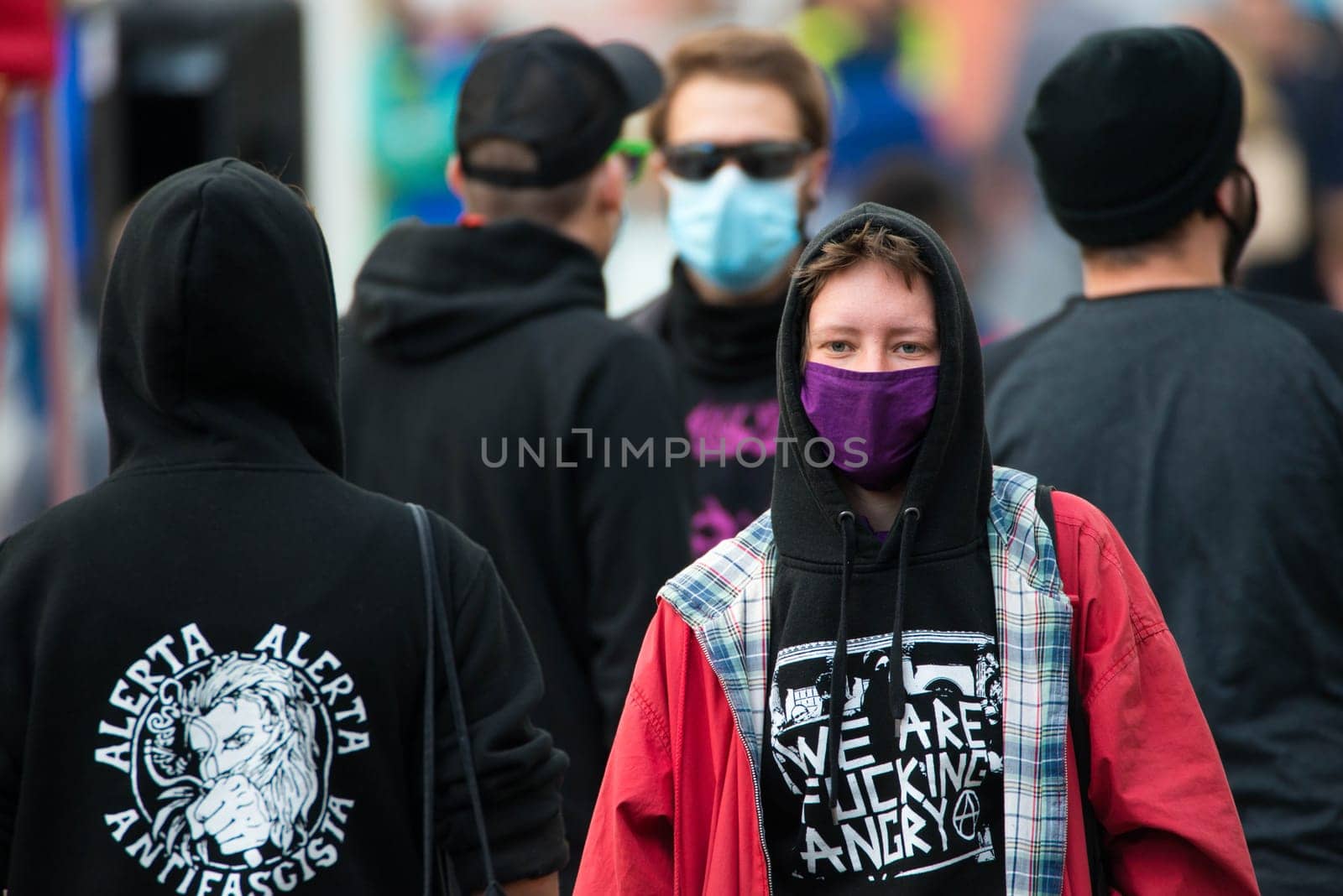 Protests in Trier on the 08.06.2020, Germany, rhineland palatinate, Antifa, demonstration against racism, protest George Floyd, people wearing masks, covid-19