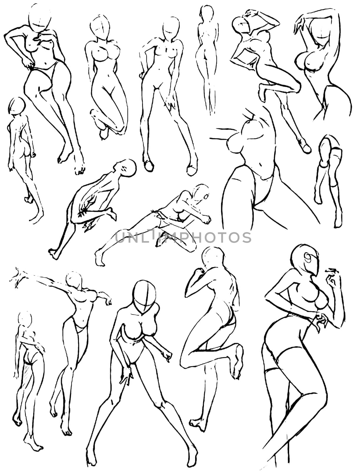 Tutorial of drawing a female body. Drawing the human body, step by step lessons.