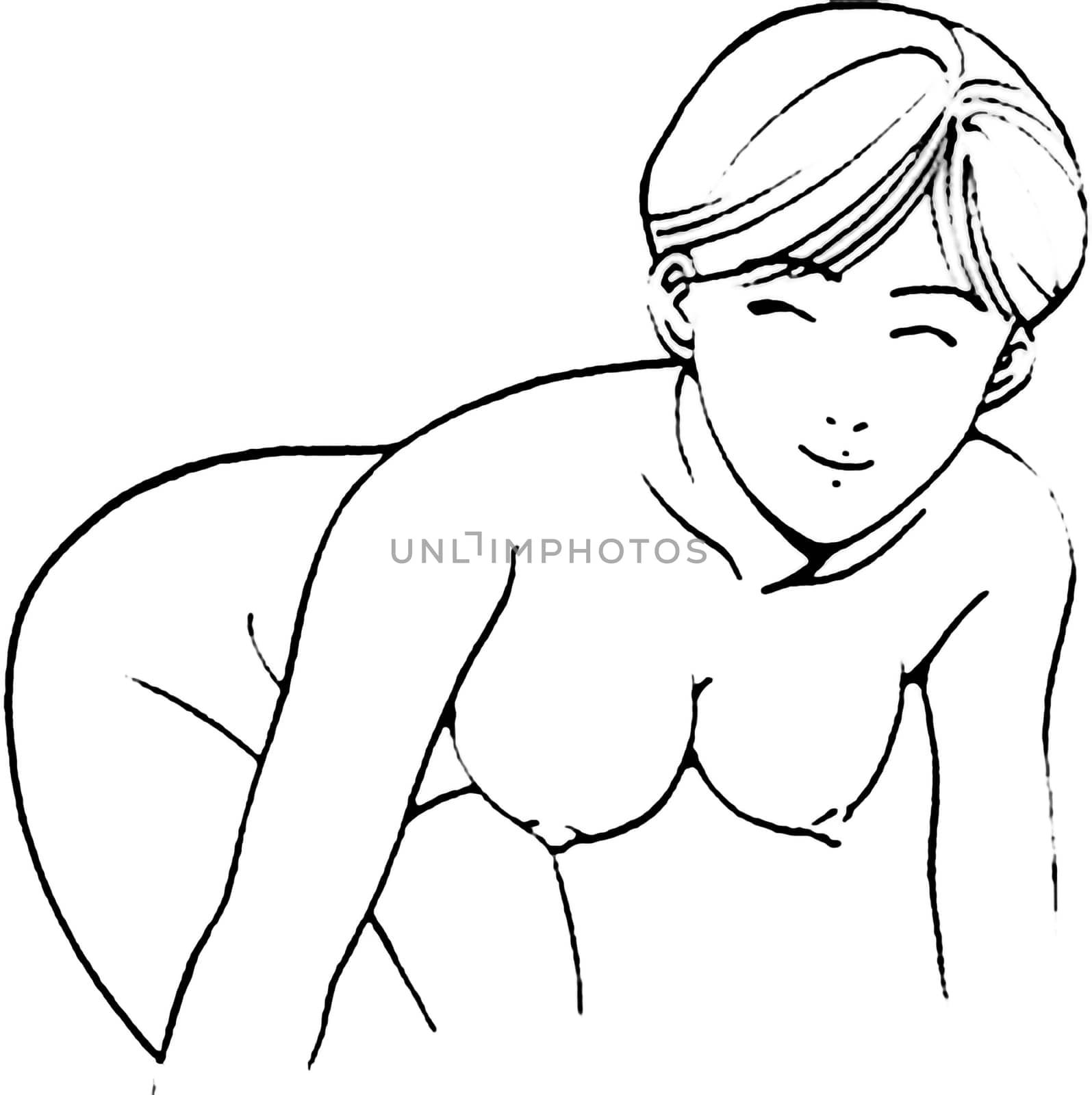 Tutorial of drawing a female body. Drawing the human body, step by step lessons. Female breast drawing tutorial. Drawing a woman's body with an emphasis on breasts.