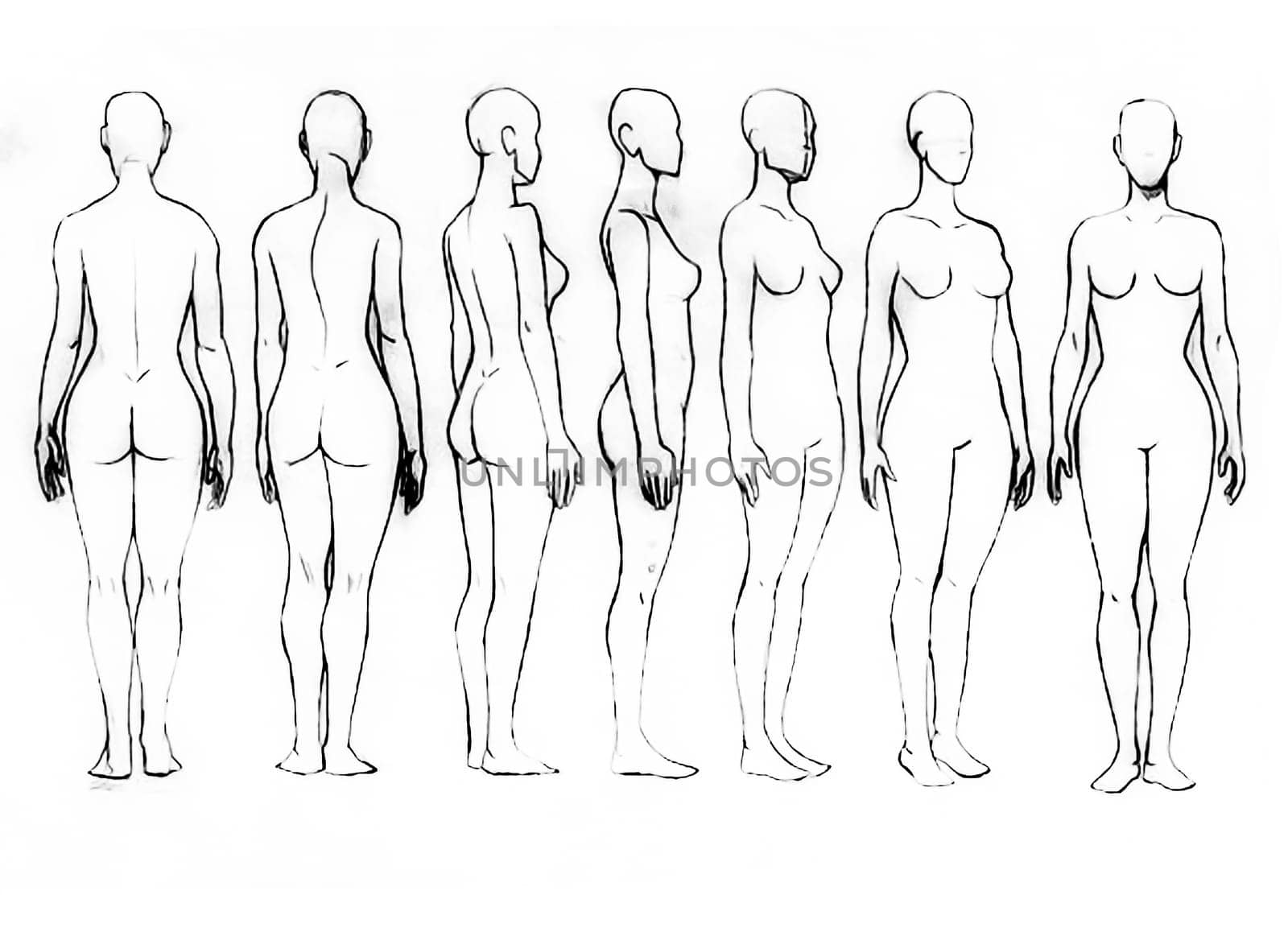 Tutorial of drawing a female body. Drawing the human body, step by step lessons.