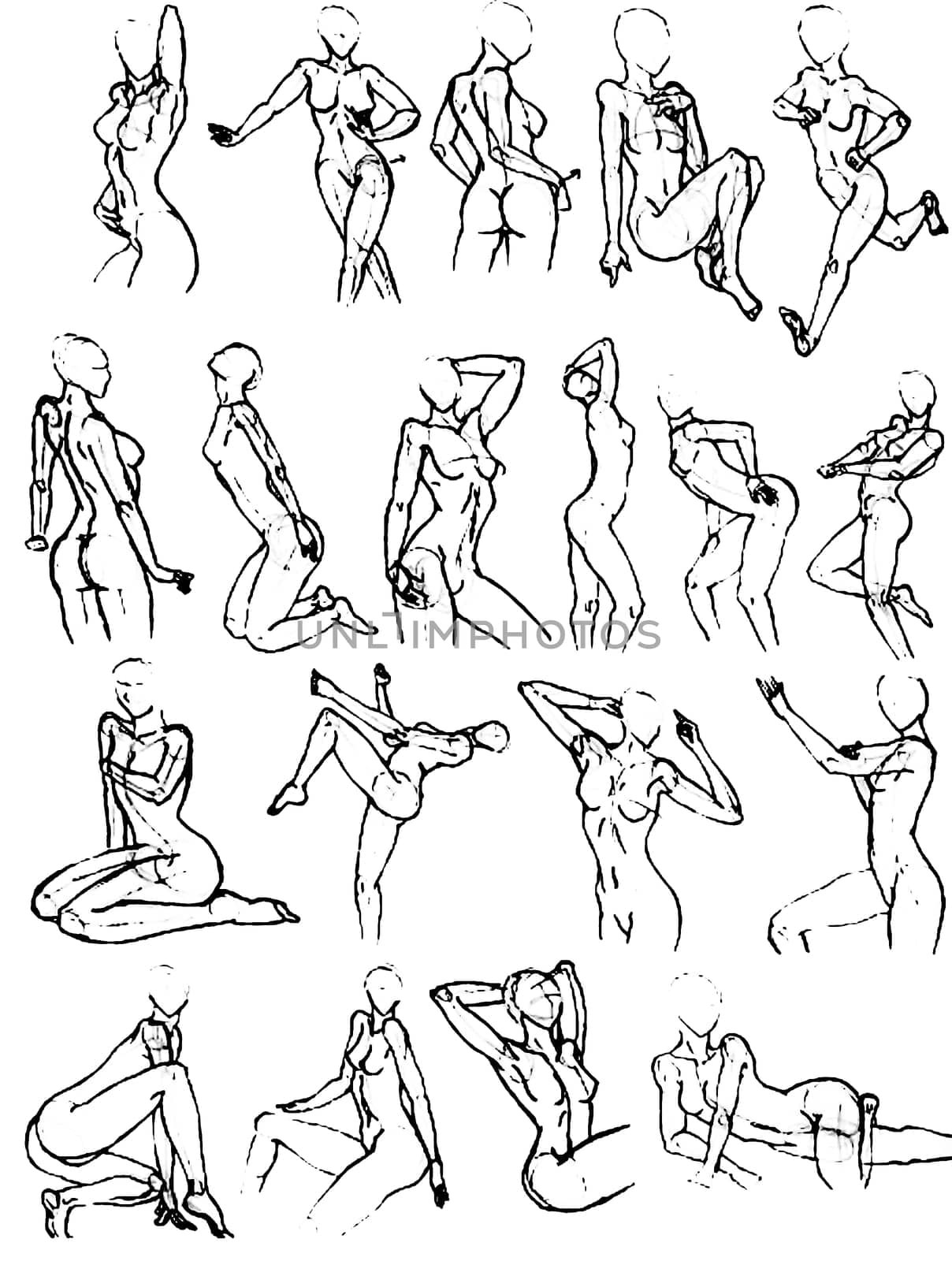Tutorial of drawing a female body. Drawing the human body, step by step lessons.