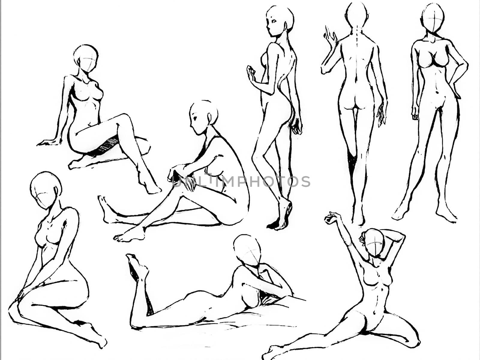 Tutorial of drawing a female body. Drawing the human body, step by step lessons.
