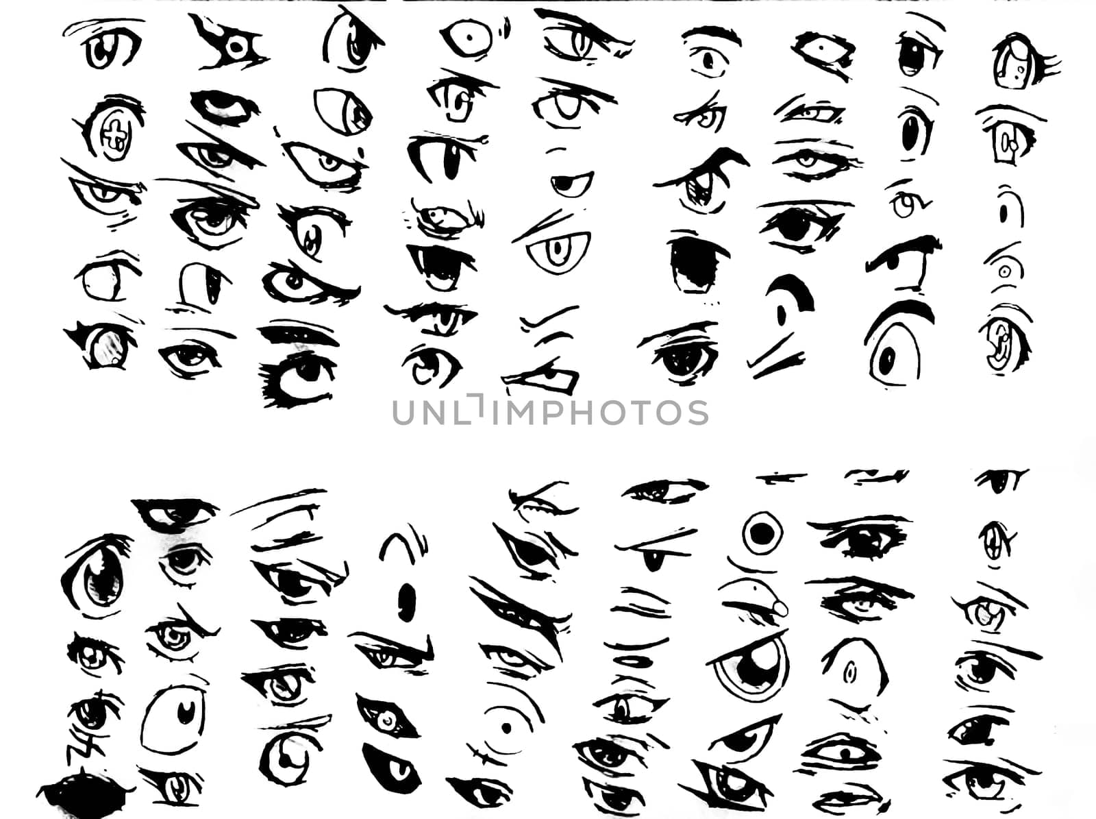 Tutorial of drawing a human eye. Eye in anime style. female eyelashes.