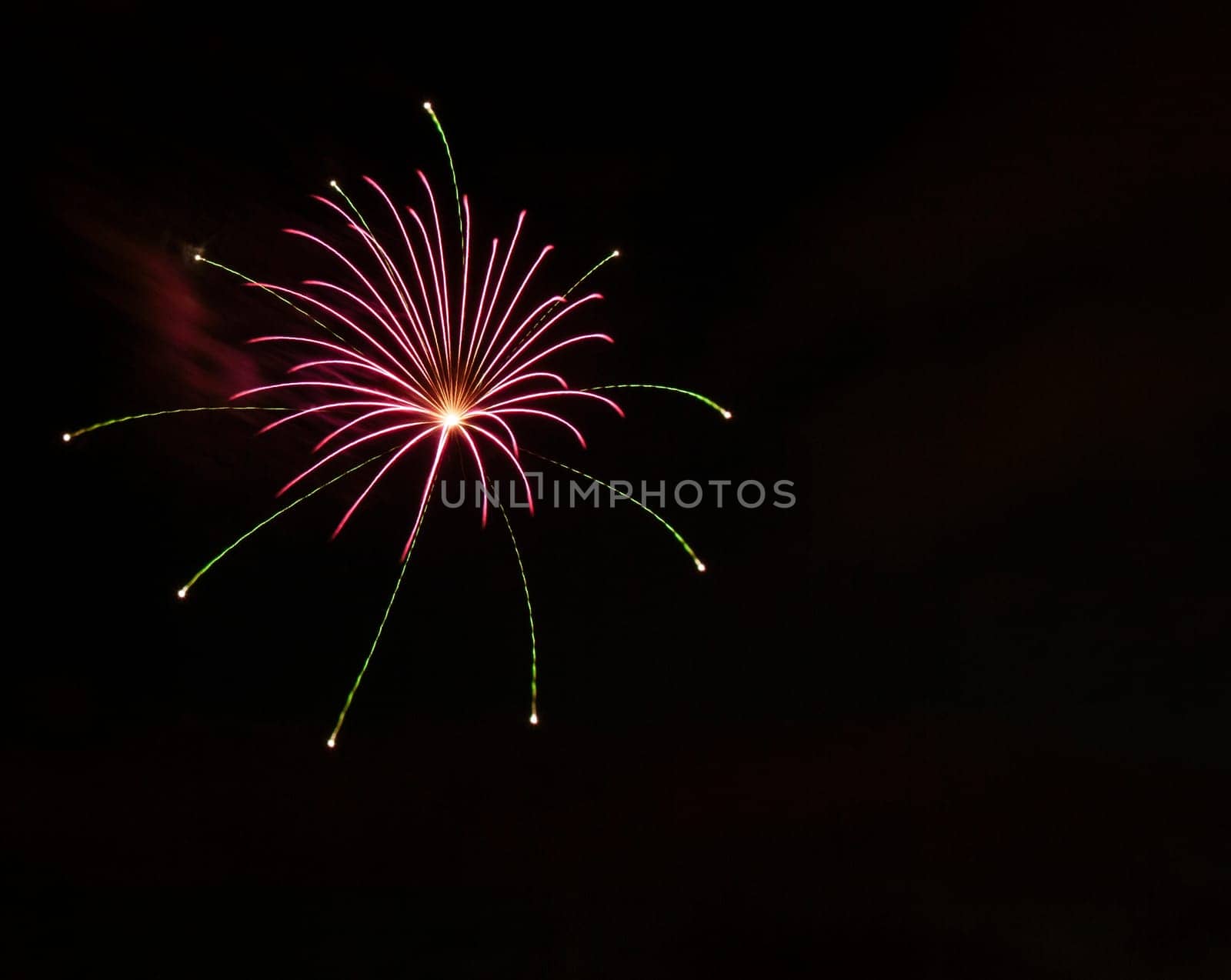 Closeup of isolated fireworks for compositing into your art