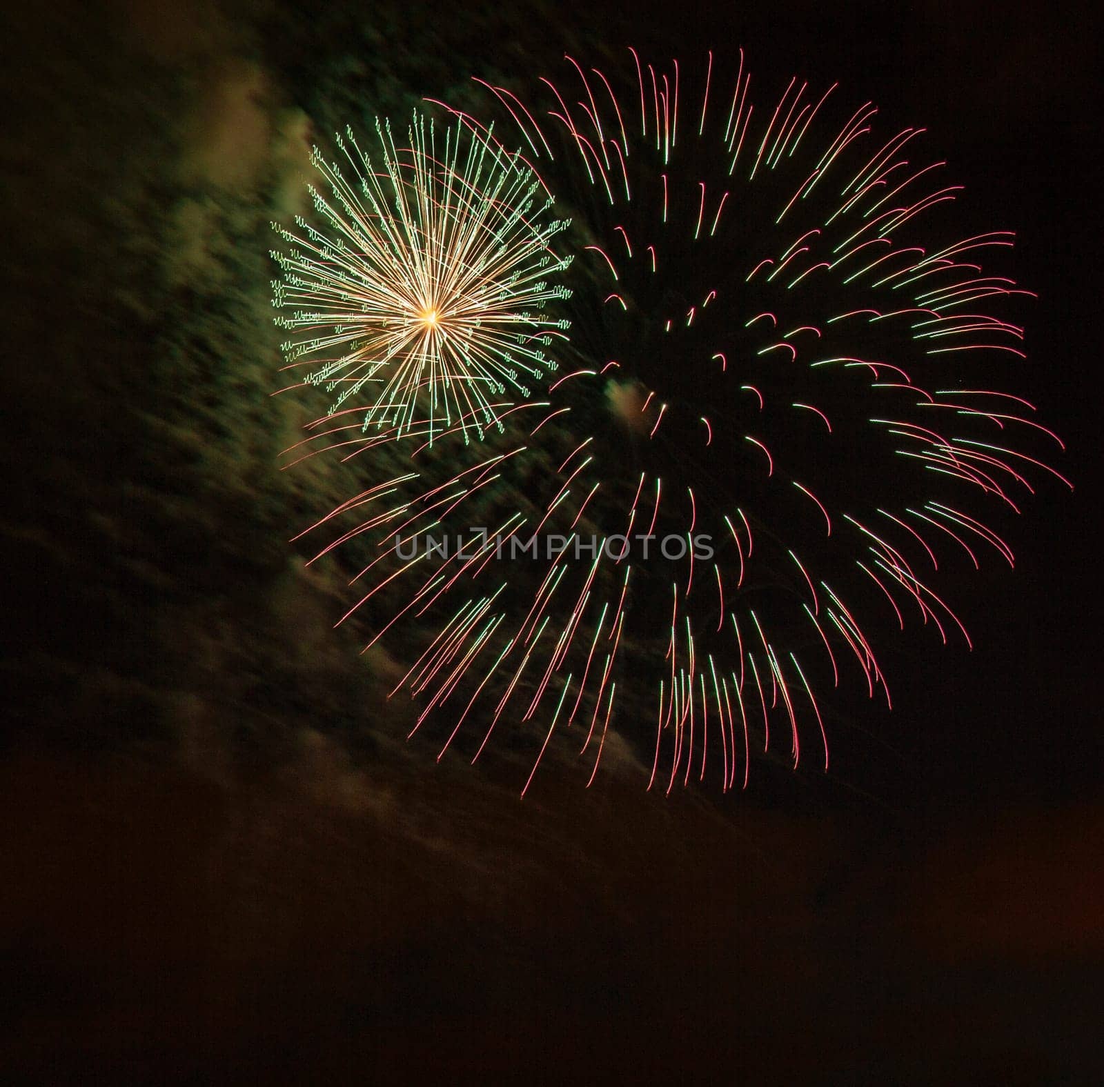 Closeup of isolated fireworks for compositing into your art