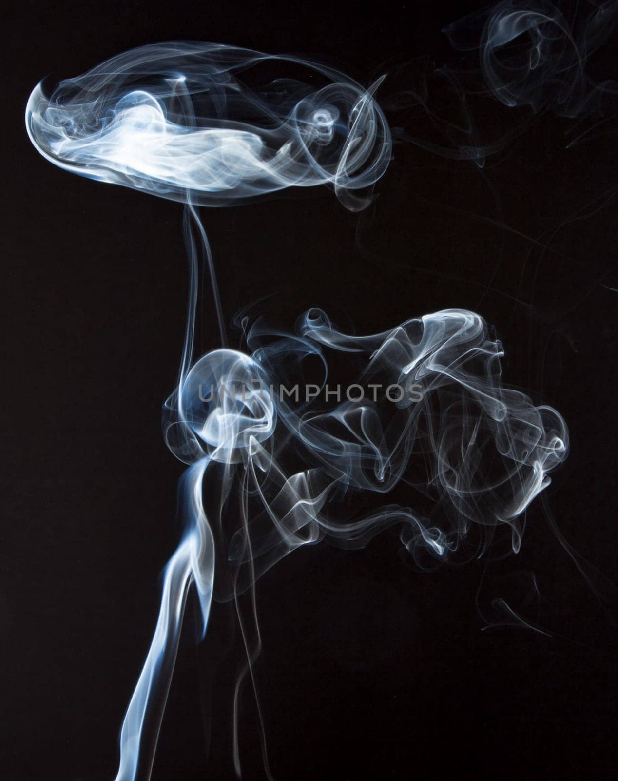 Abstract smoke with dome on top on black background
