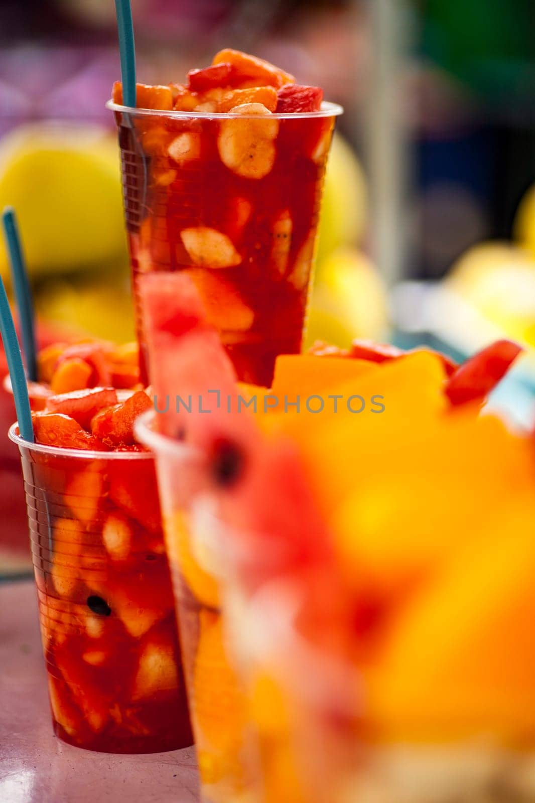 Fruit cup from a street vendor in Quito, Ecuador