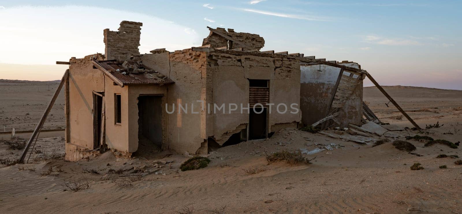 Abandoned buildings are left to rot in Kolmanskoppe, Namibia