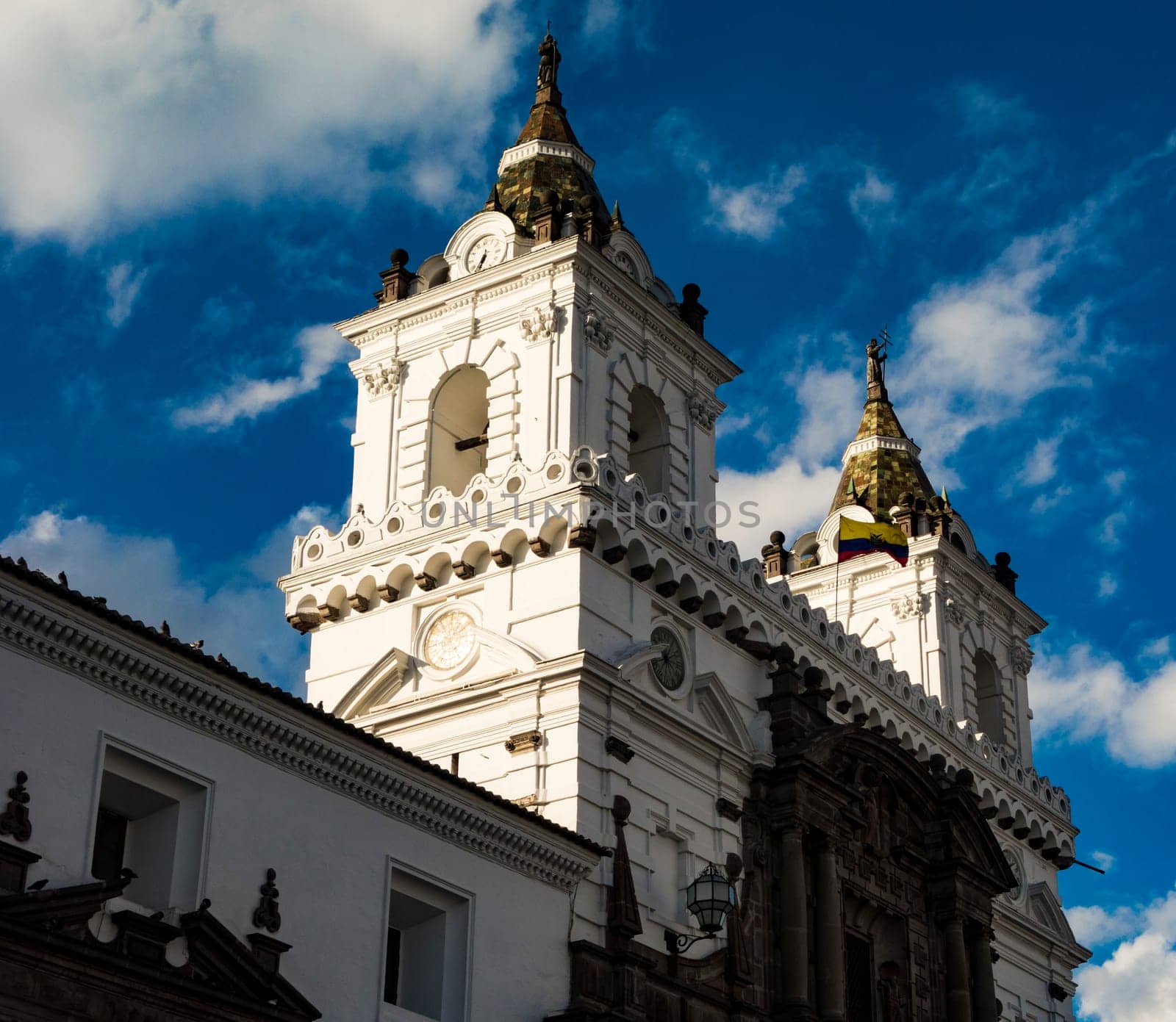 San Francisco church sits on the main square in old town Quito, Ecuador