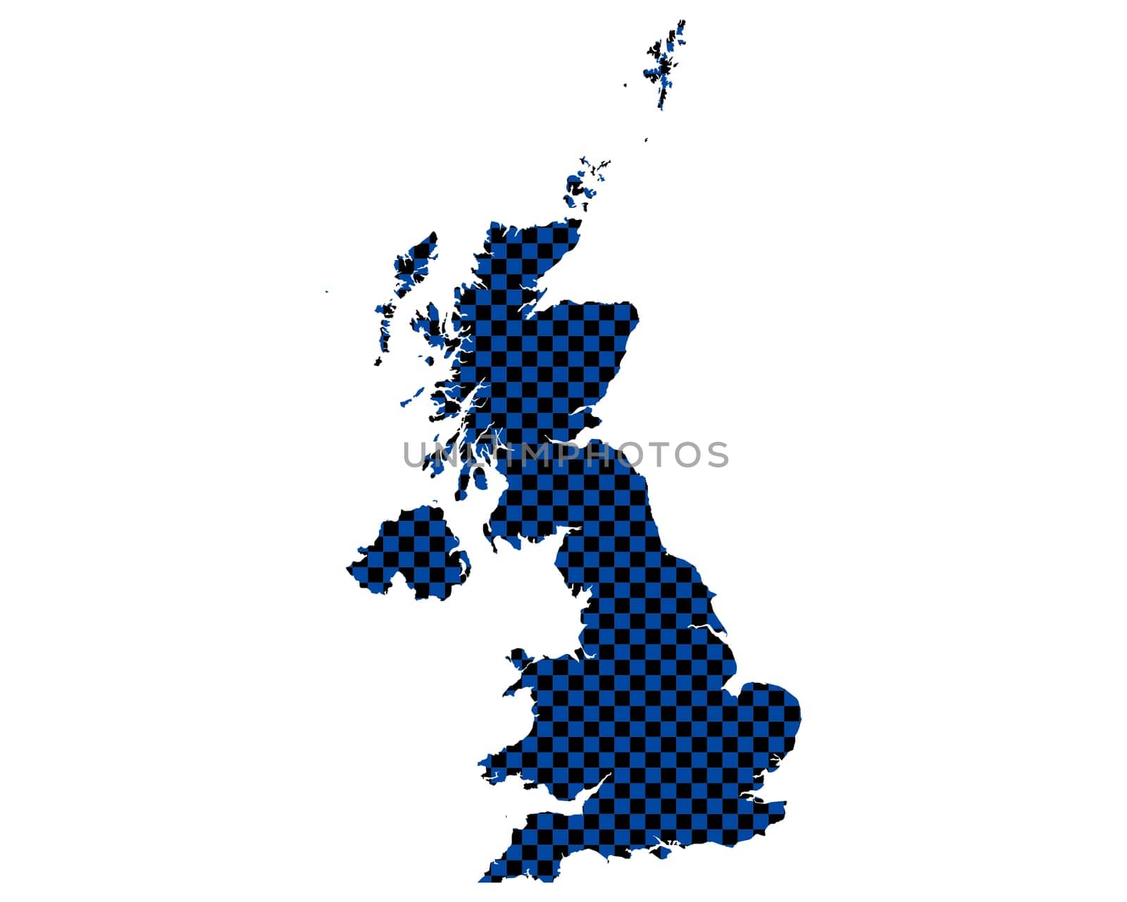 Map of Great Britain in checkerboard pattern