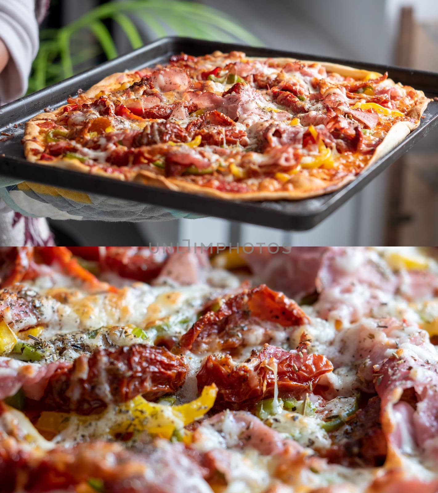a close up of delicious homemade pizza