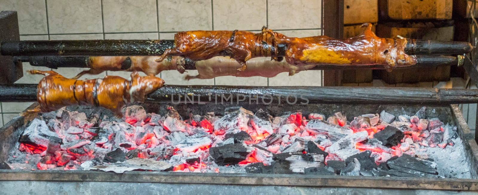 BBQ Cuy  Guinea Pigs  on a spit