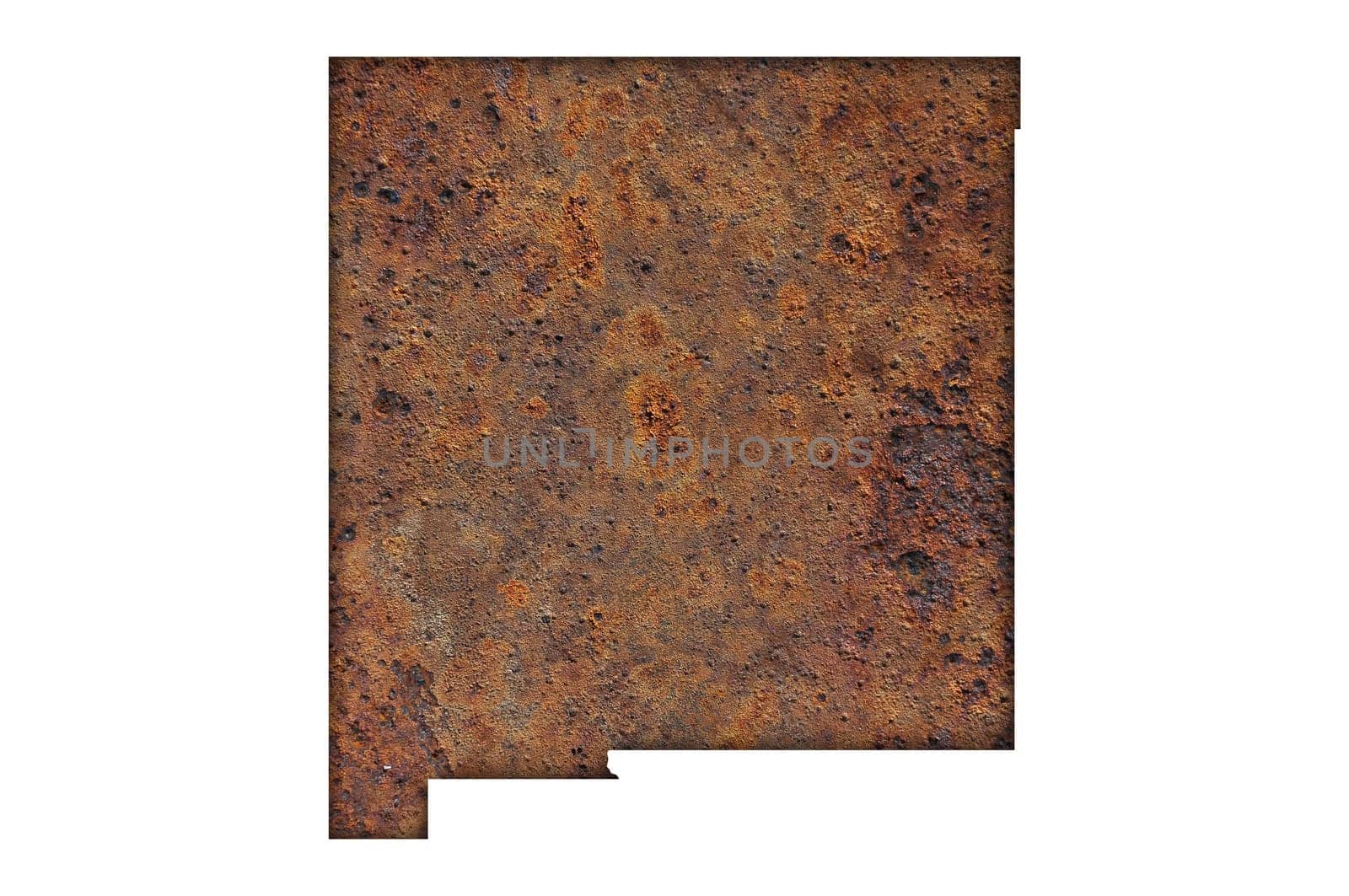 Map of New Mexico on rusty metal