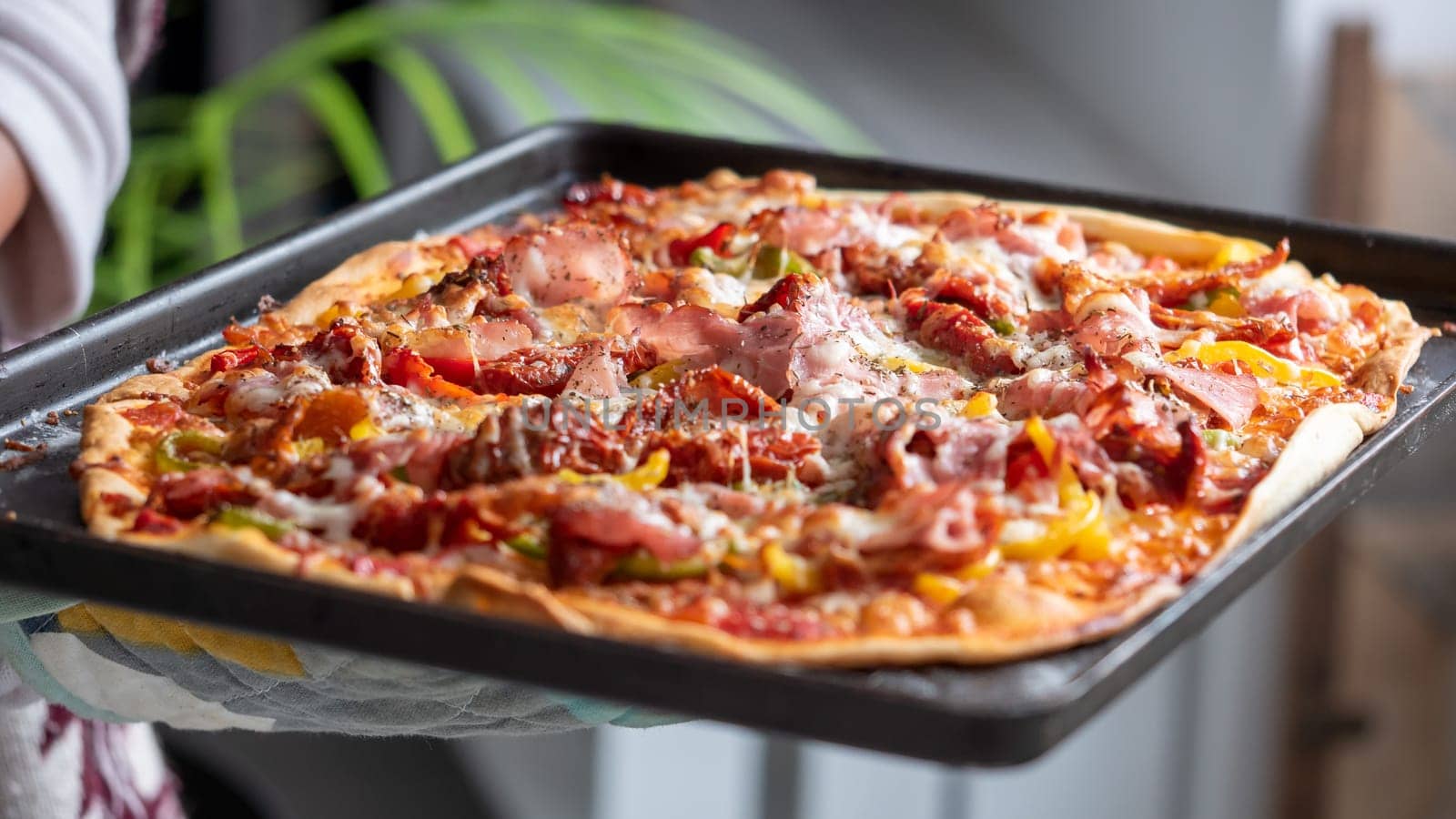 a close up of delicious homemade pizza