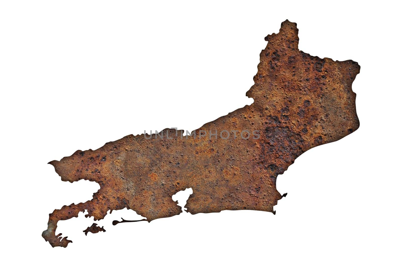 Map of Rio de Janeiro on rusty metal