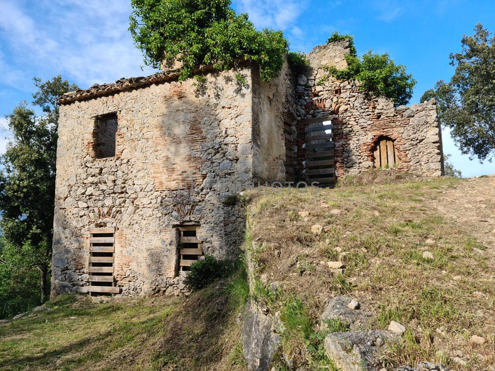 Ruined Stone House In The Provence Mountain Located In Roquebrune-Cap-Martin Village In The French Alps