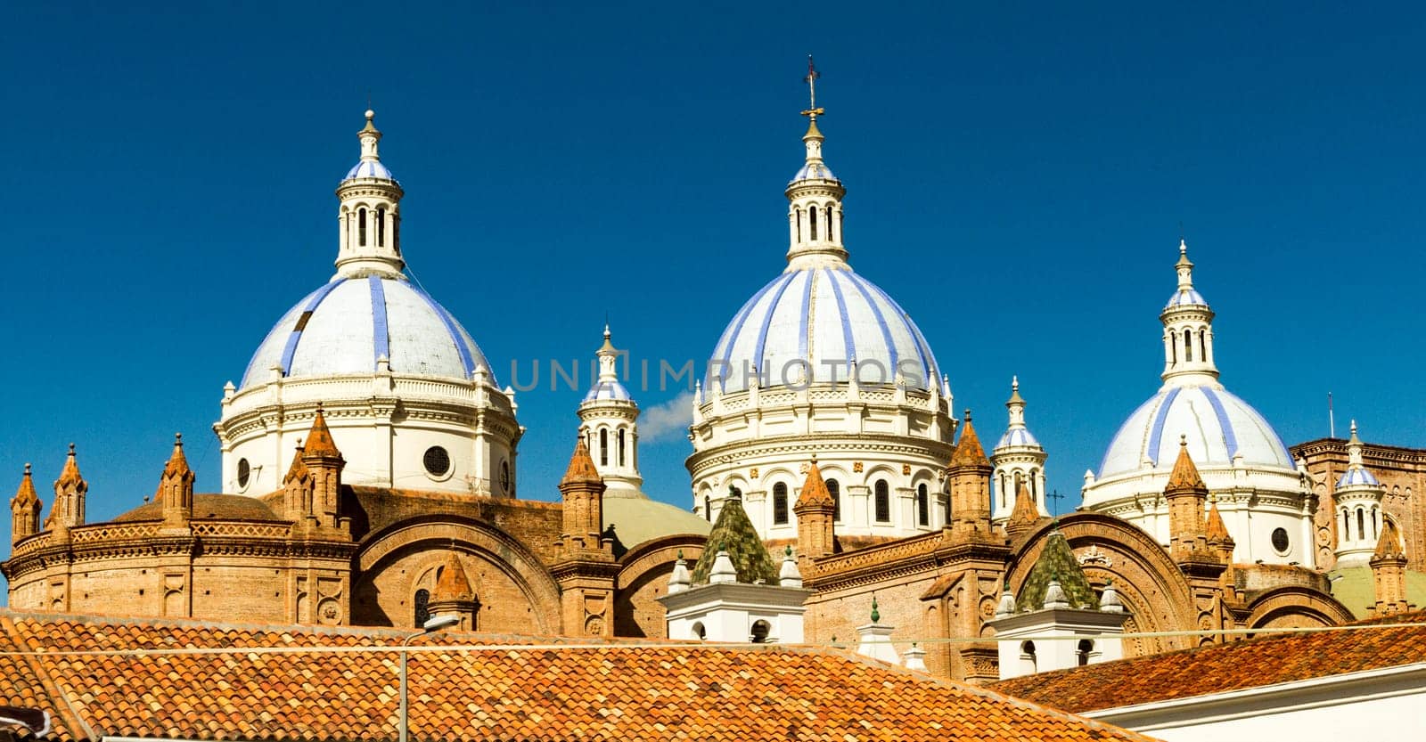 The Domes of the New Cathedral is a central feature of the Cuenca, Ecuador skyline