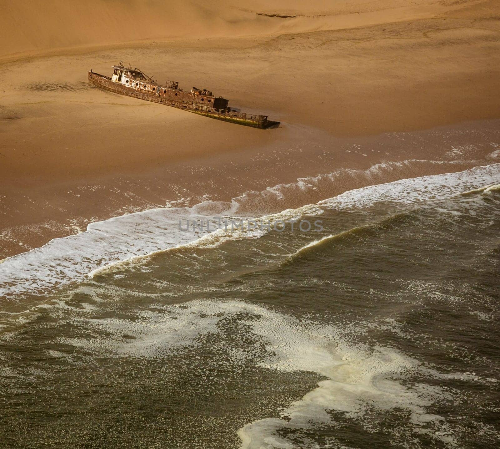 The Edwin Bolin is a famous shipwreck that has migrated 800 meters from the water in Namibia