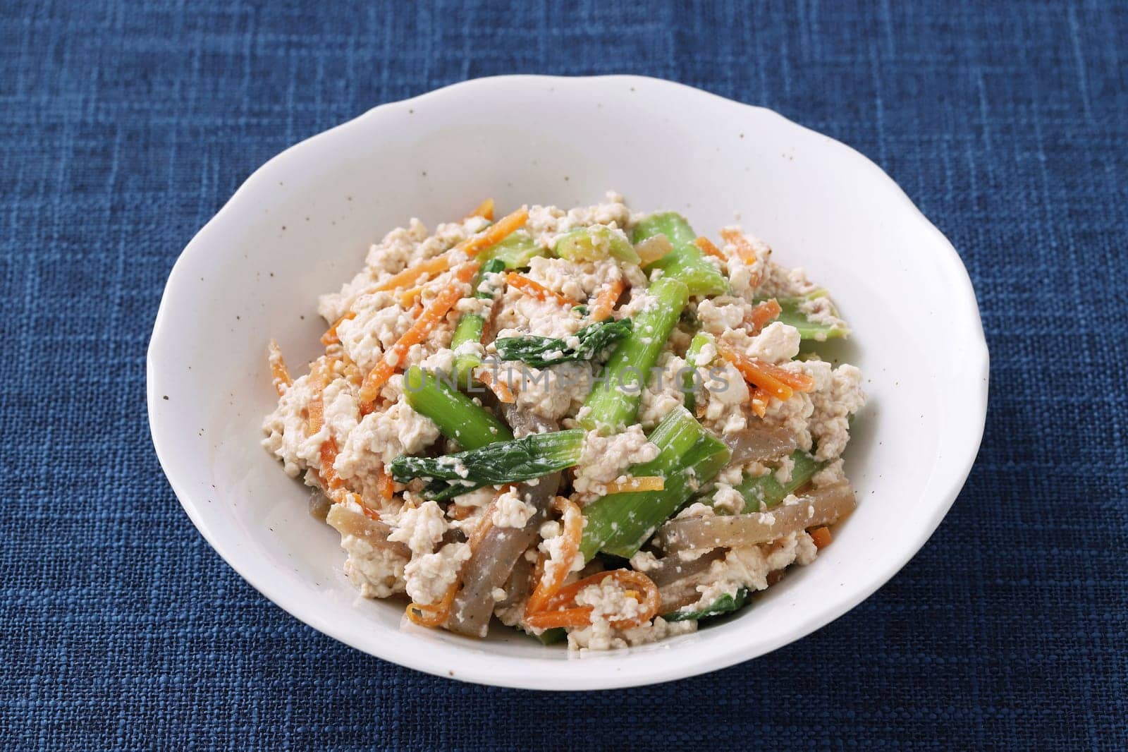 Japanese traditional food, Seasoned of tufu and vegetables, Aemono.