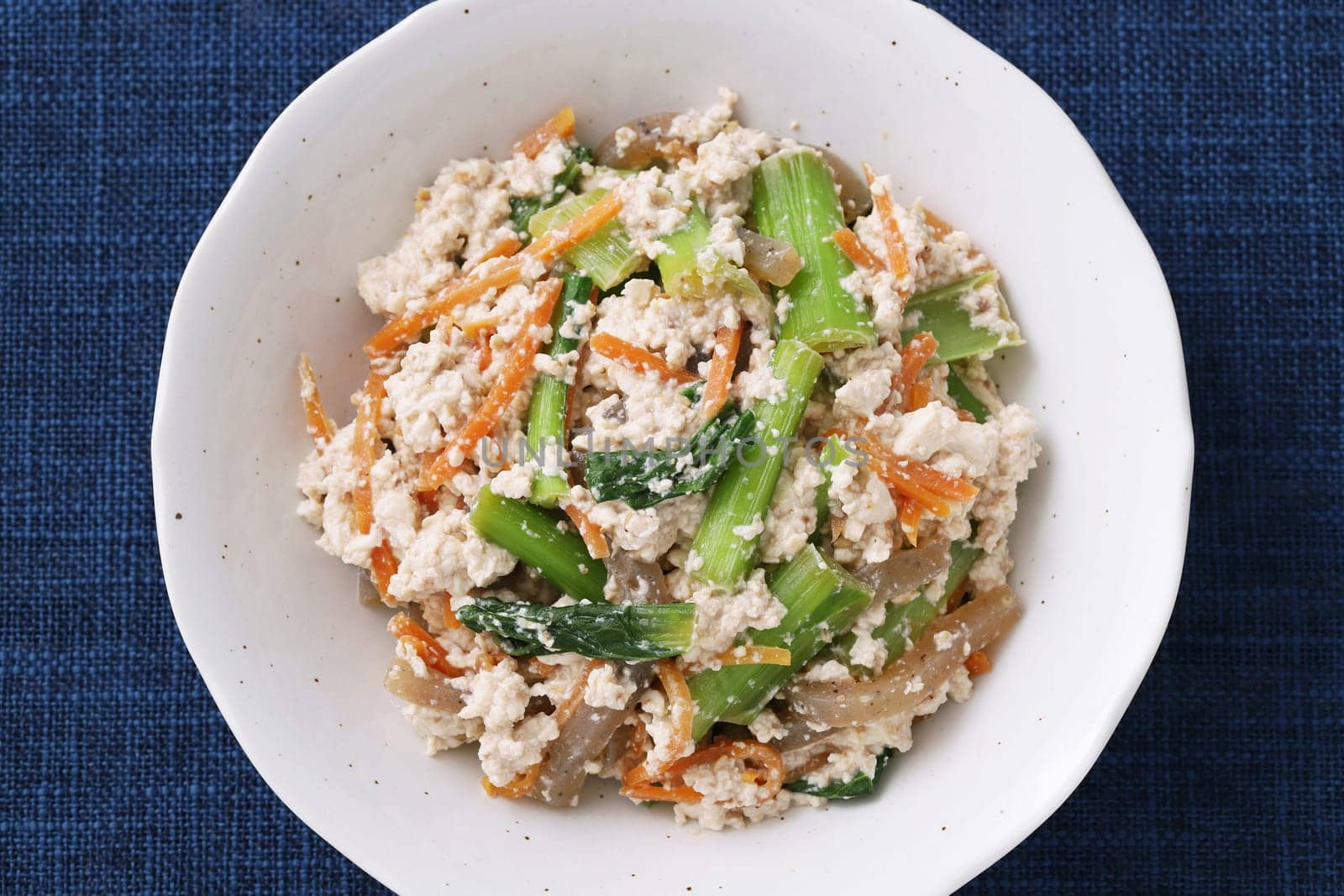 Japanese traditional food, Seasoned of tufu and vegetables, Aemono.