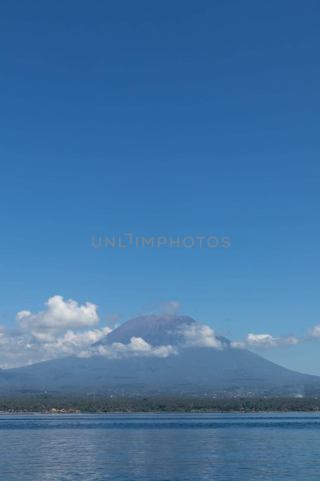 Agung volcano view from the sea. Bali island, Indonesia.