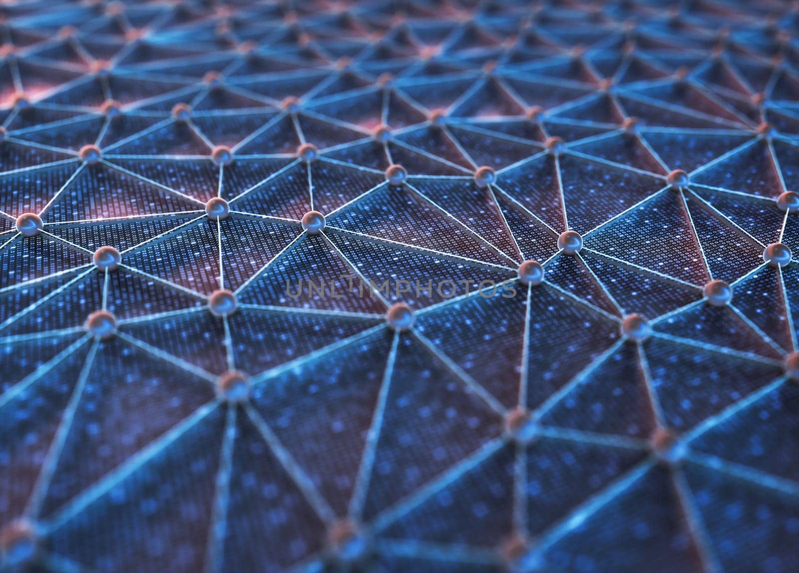 Artificial intelligence, connections and nucleus in concept of interconnected neurons. Abstract background with binary numbers, neural network and cloud computing. 3D illustration.