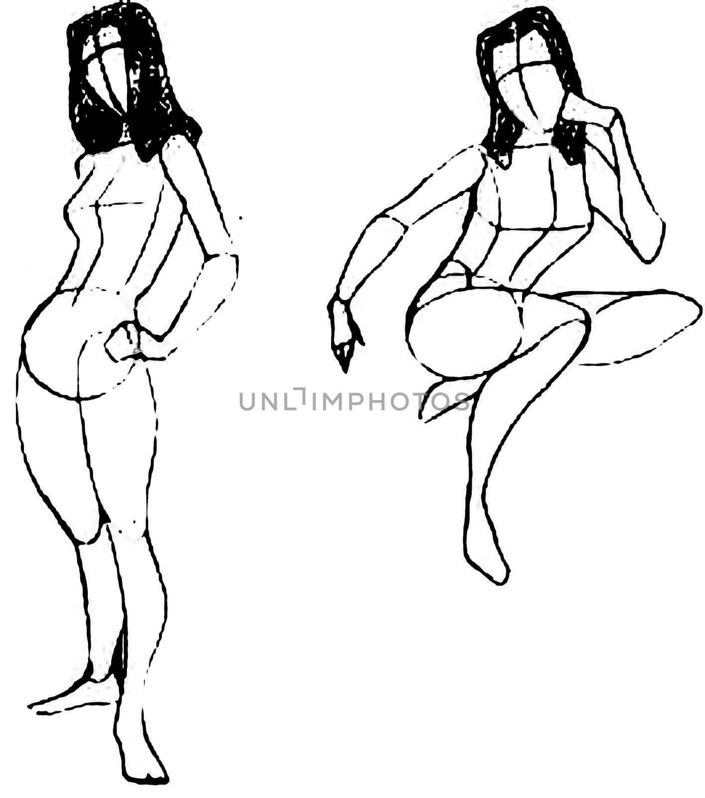 Tutorial of drawing a female body. Drawing the human body, step by step lessons.