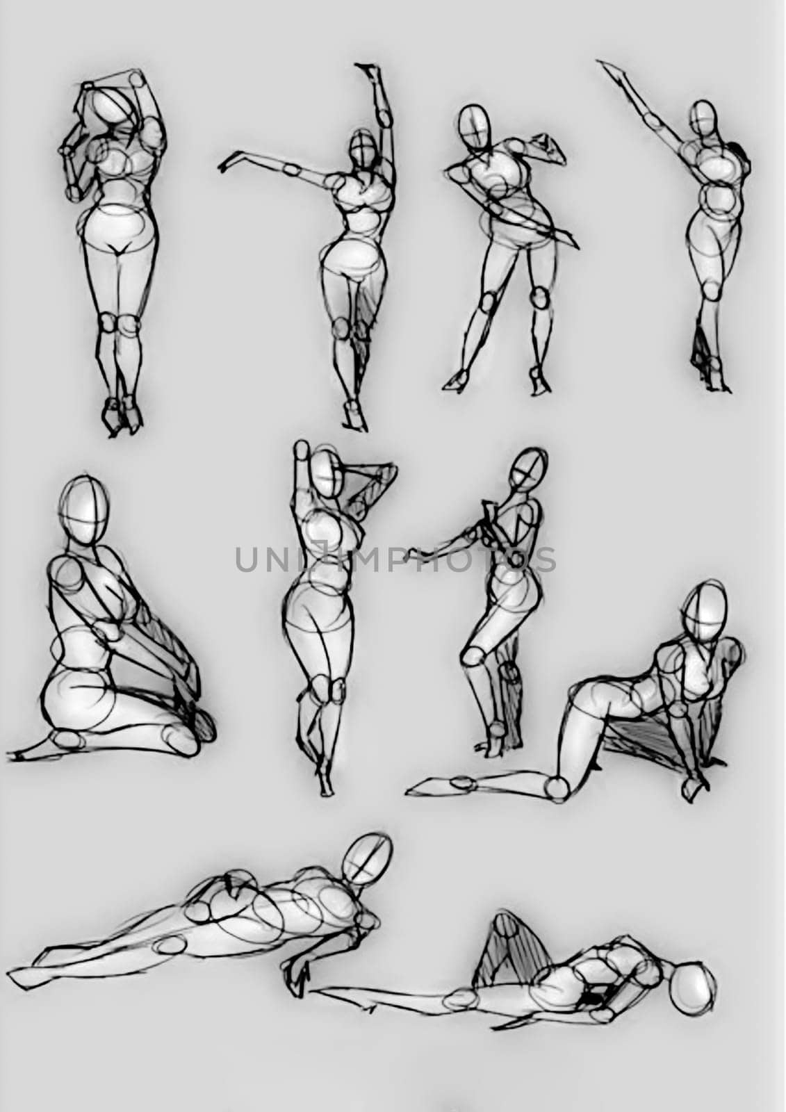 Tutorial of drawing a female body. Drawing the human body, step by step lessons.