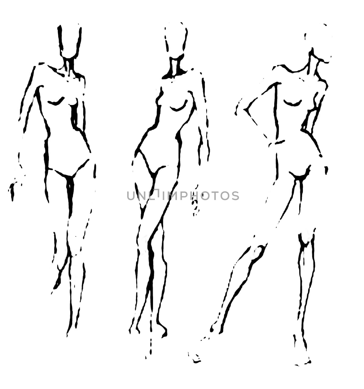 Tutorial of drawing a female body. Drawing the human body, step by step lessons.