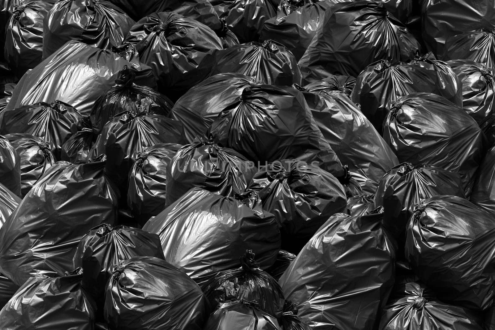 Background garbage bag black bin, Garbage dump trash, Plastic Bags pile texture
