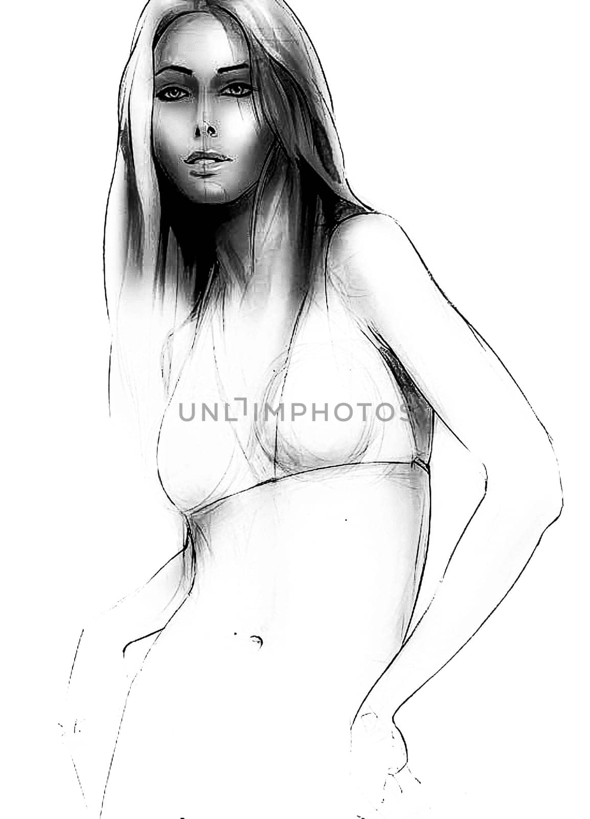 Tutorial of drawing a female body. Drawing the human body, step by step lessons.