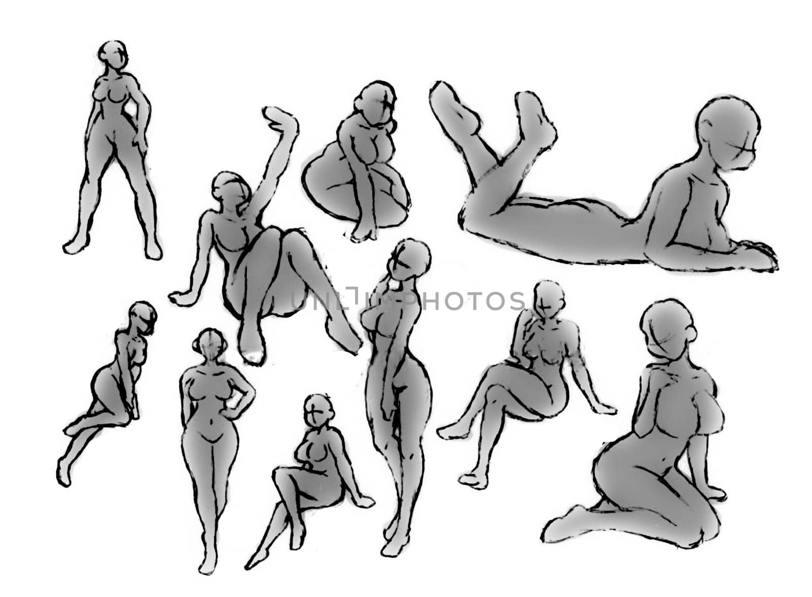 Tutorial of drawing a female body. Drawing the human body, step by step lessons.