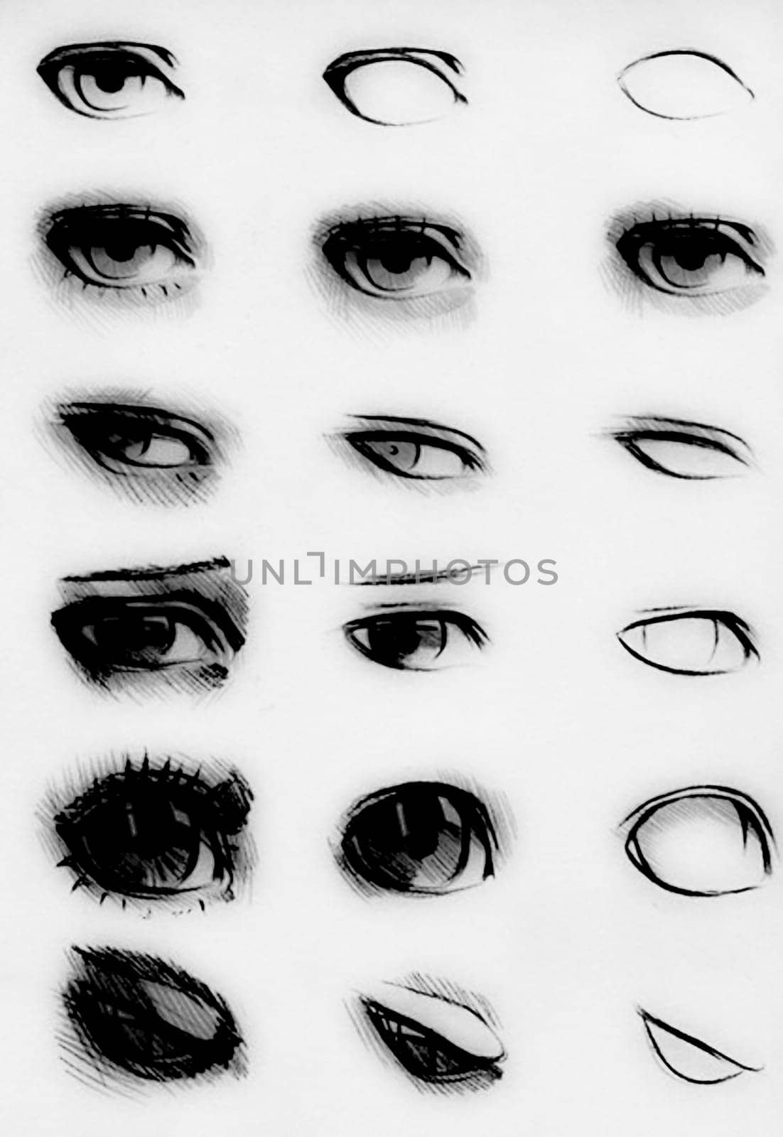 Tutorial of drawing a human eye. Eye in anime style. female eyelashes.