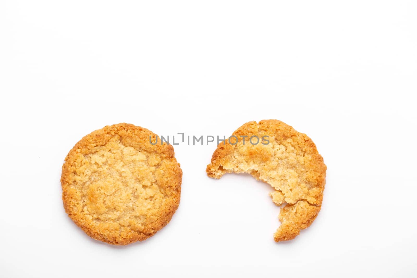 Oatmeal cookies on a white background, food