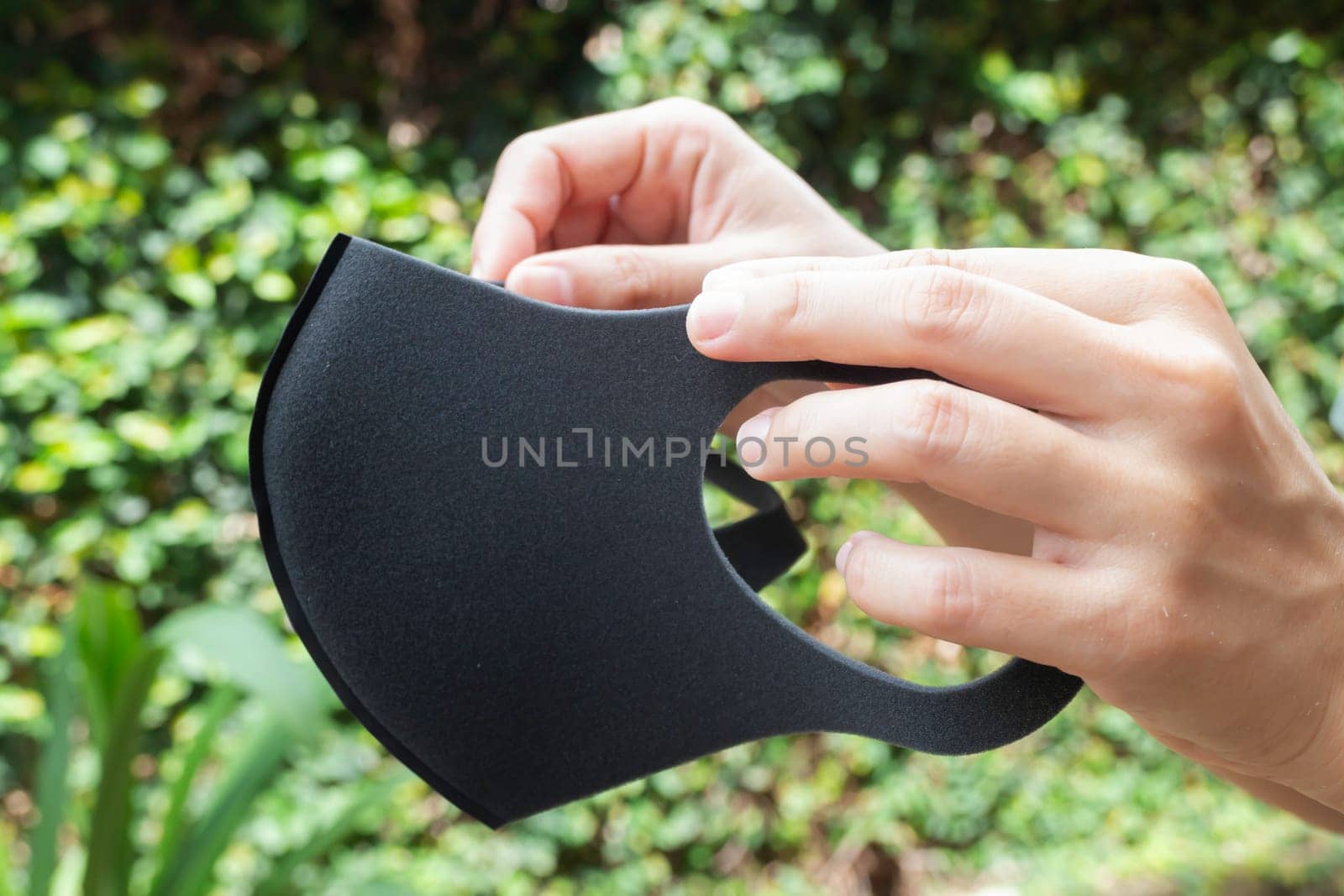 Hygienic face mask to prevent COVID-19 virus, stock photo