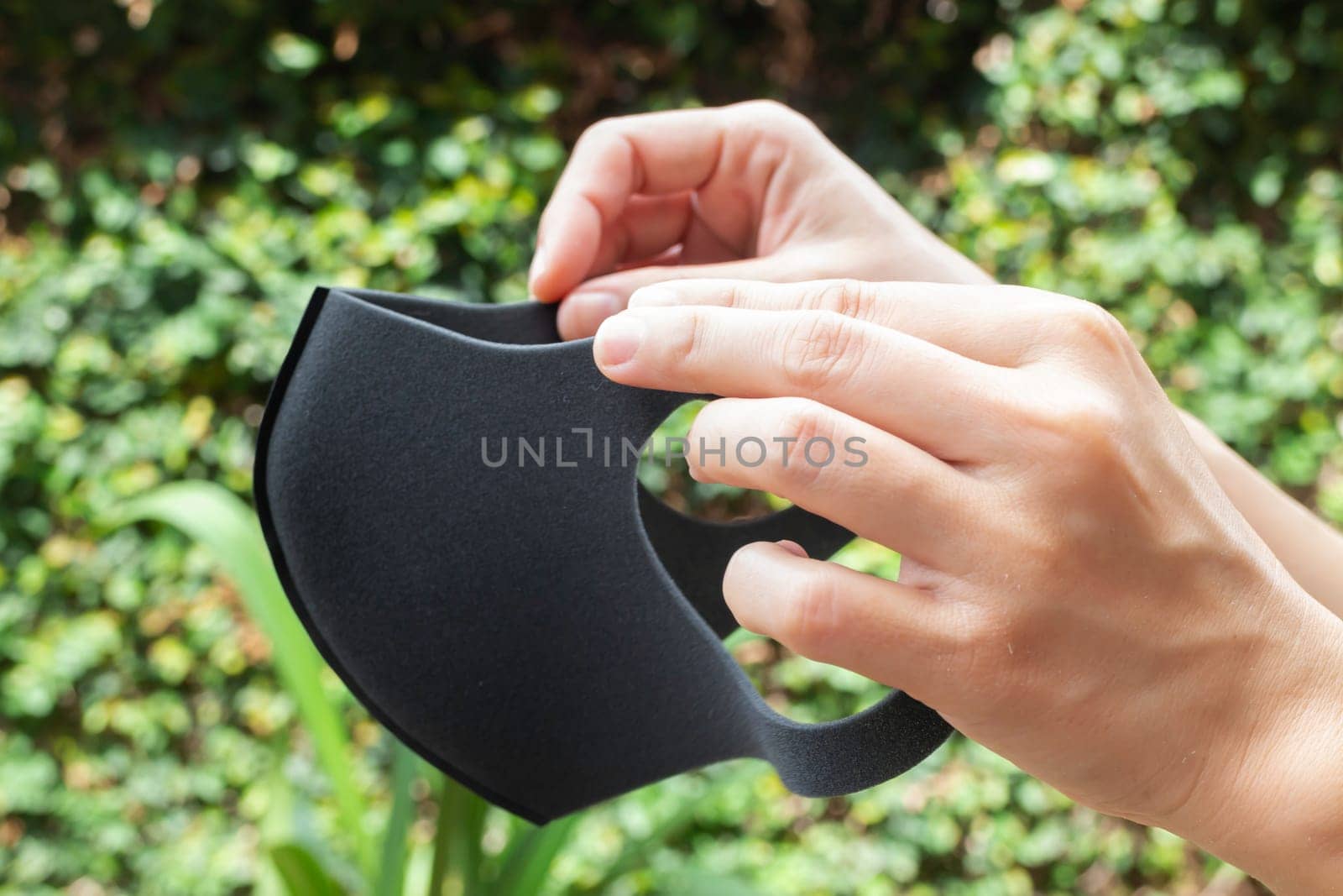 Hygienic face mask to prevent COVID-19 virus, stock photo