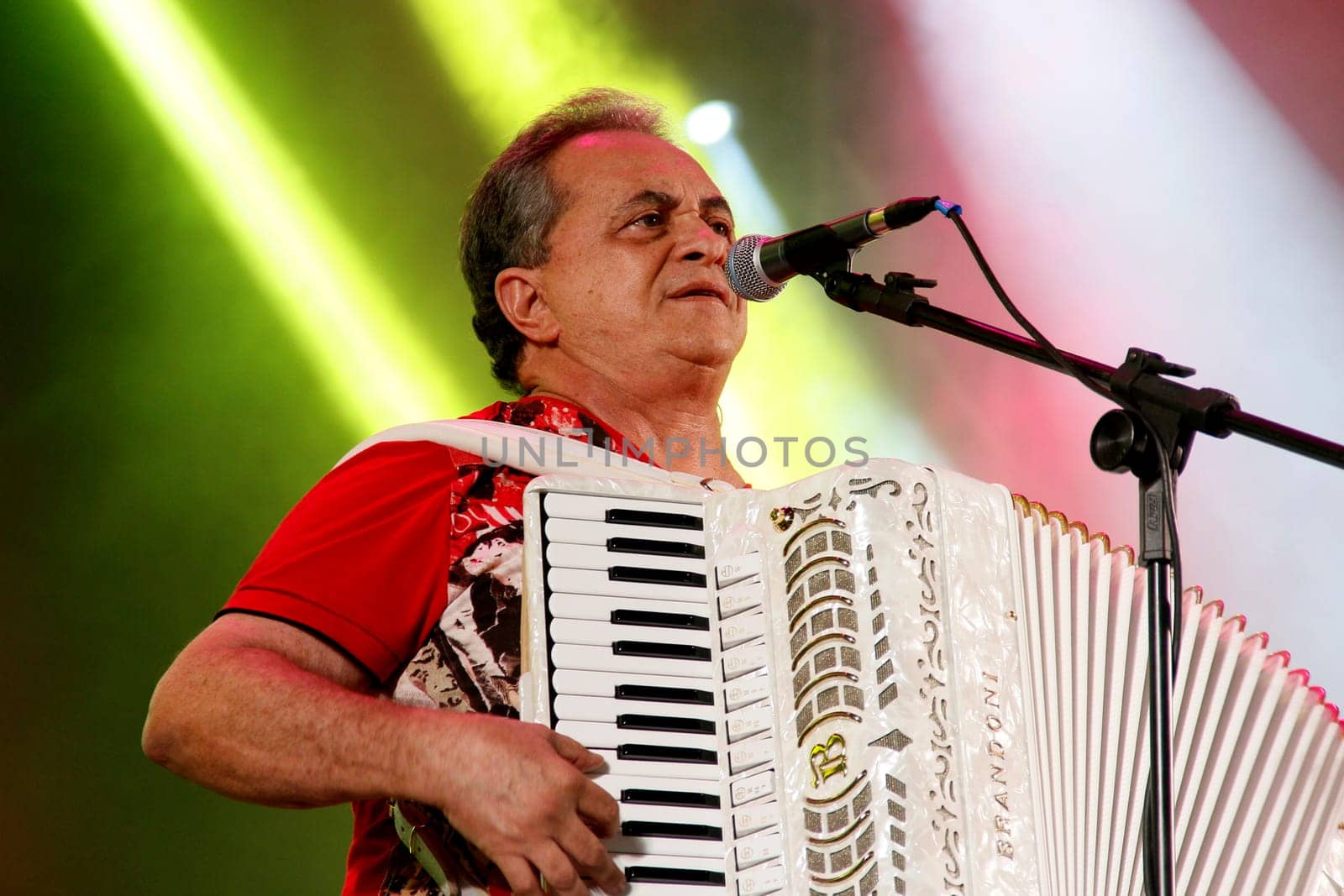 santo antonio de jesus, bahia / brazil - june 21, 2014: The singer Flavio Jose is seen during festivities of Sao Joao in the city of Santo Antonio de Jesus.....