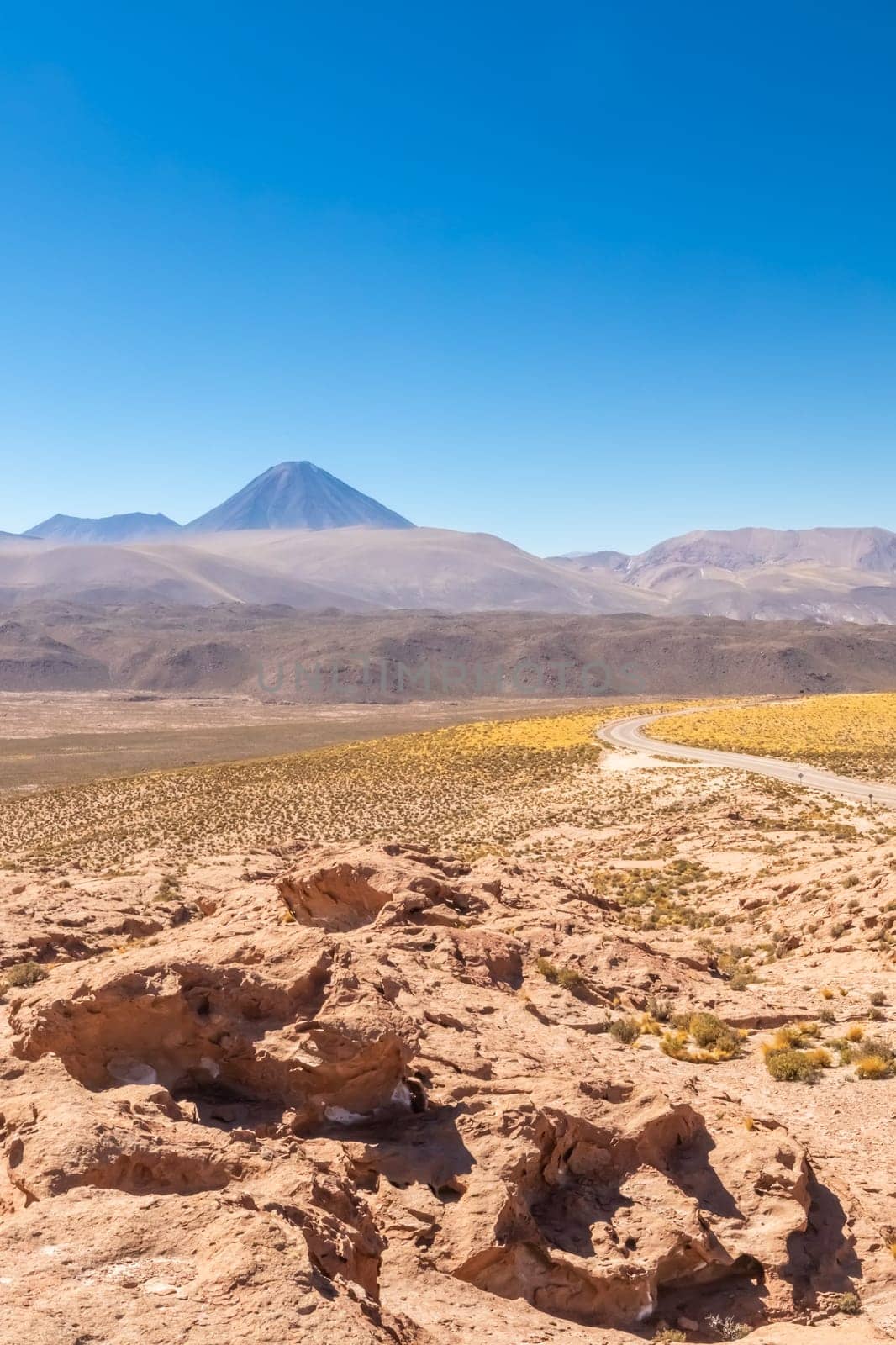 Scenic road in the Atacama desert, Chile. South America.