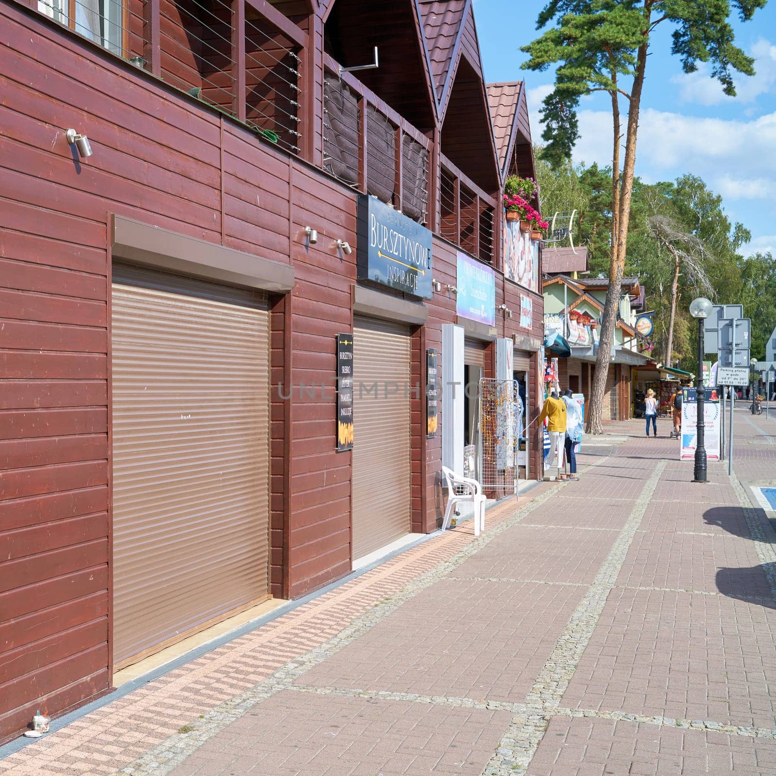 Closed shops at the end of the holiday season in Niechorze on the Polish Baltic Sea coast