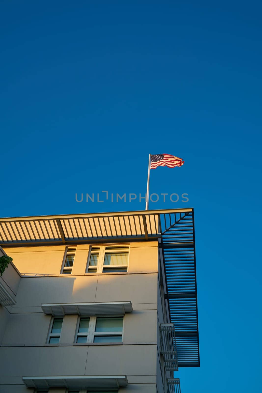 Flag on the roof of the American Embassy in Berlin