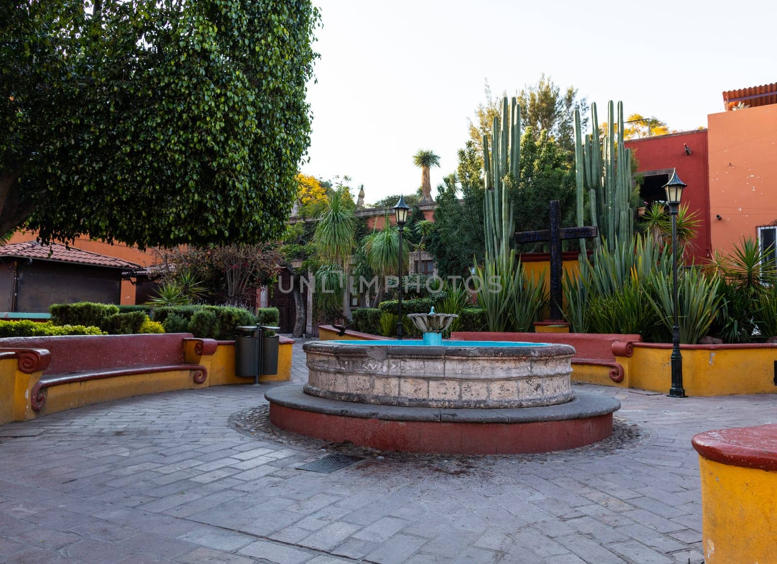 Small Plaza with a fountain in San Miguel de Allende, Guanajuato, Mexico