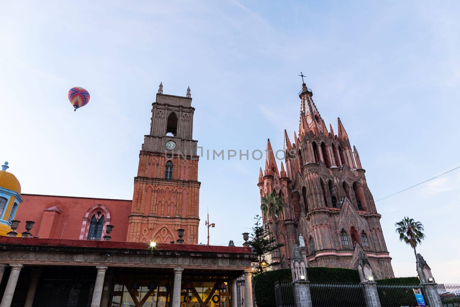 The Parroquia de San Miguel de Arcangel and La Santa Escuela de Cristo in San Miguel de Allende, Guanajuato, Mexico