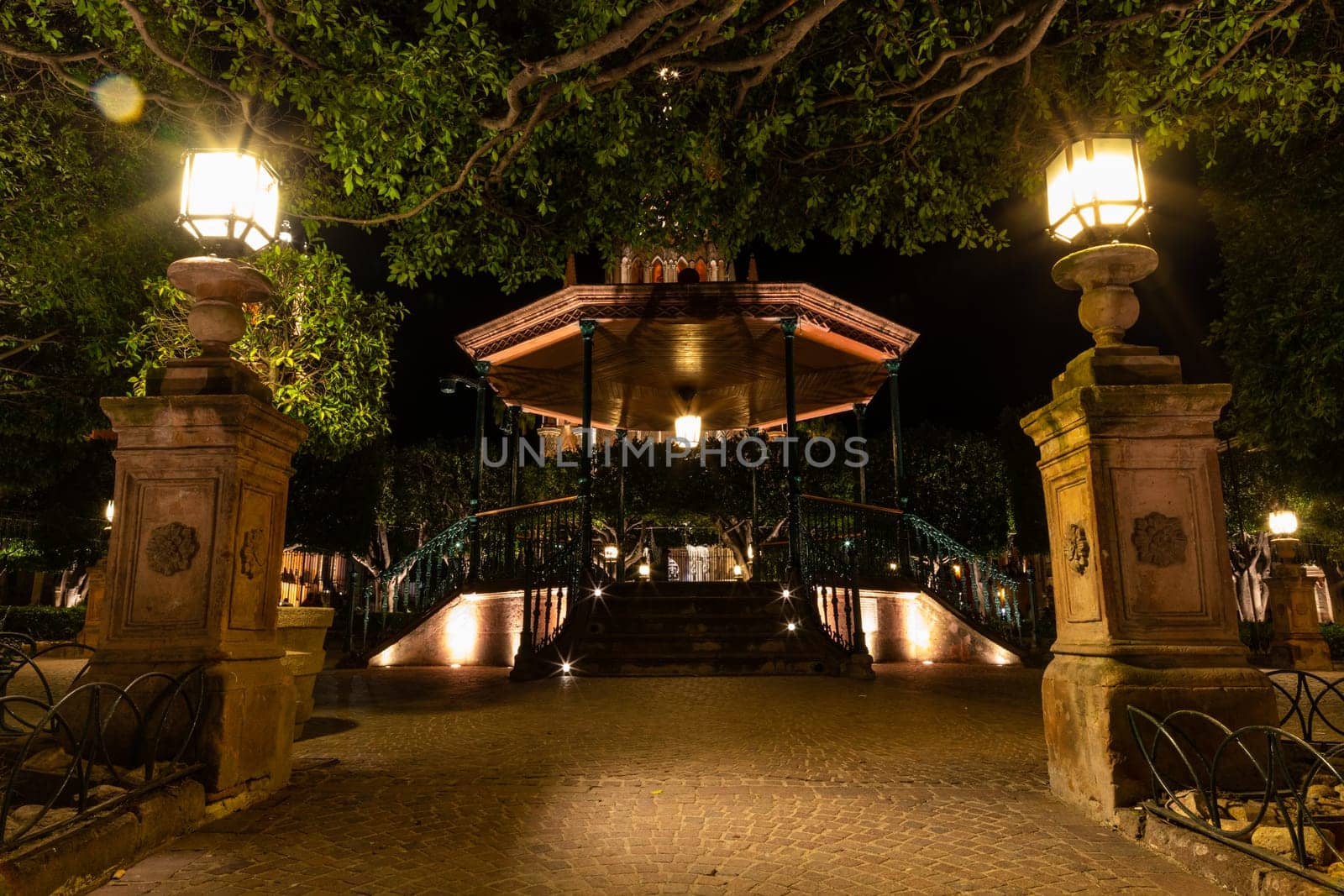 The Kiosk in the Allende Garden at night, San Miguel de Allende, Guanajuato, Mexico