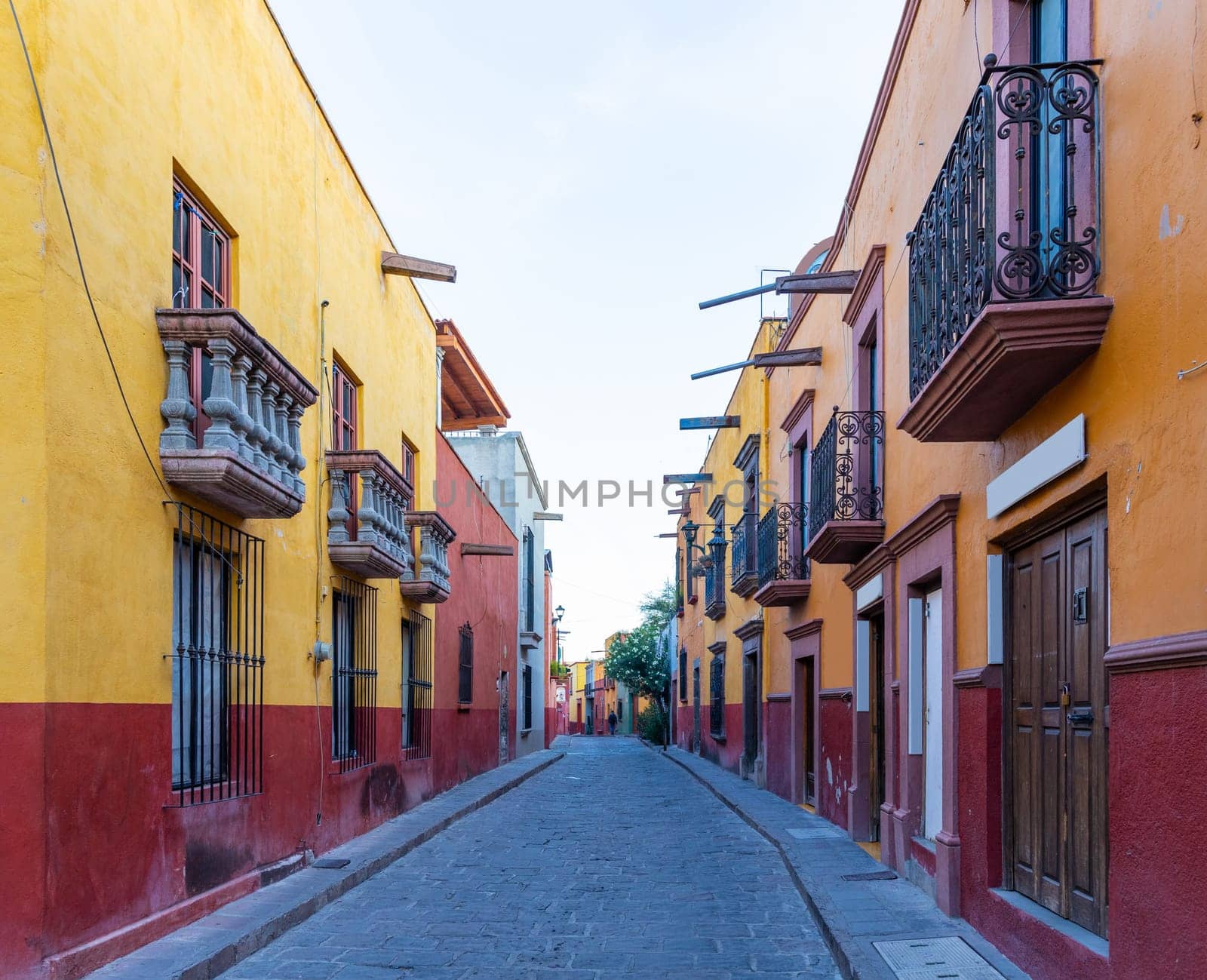 Colorful, small streets, traditional of the historic town of San Miguel de Allende, Guanajuato, Mexico