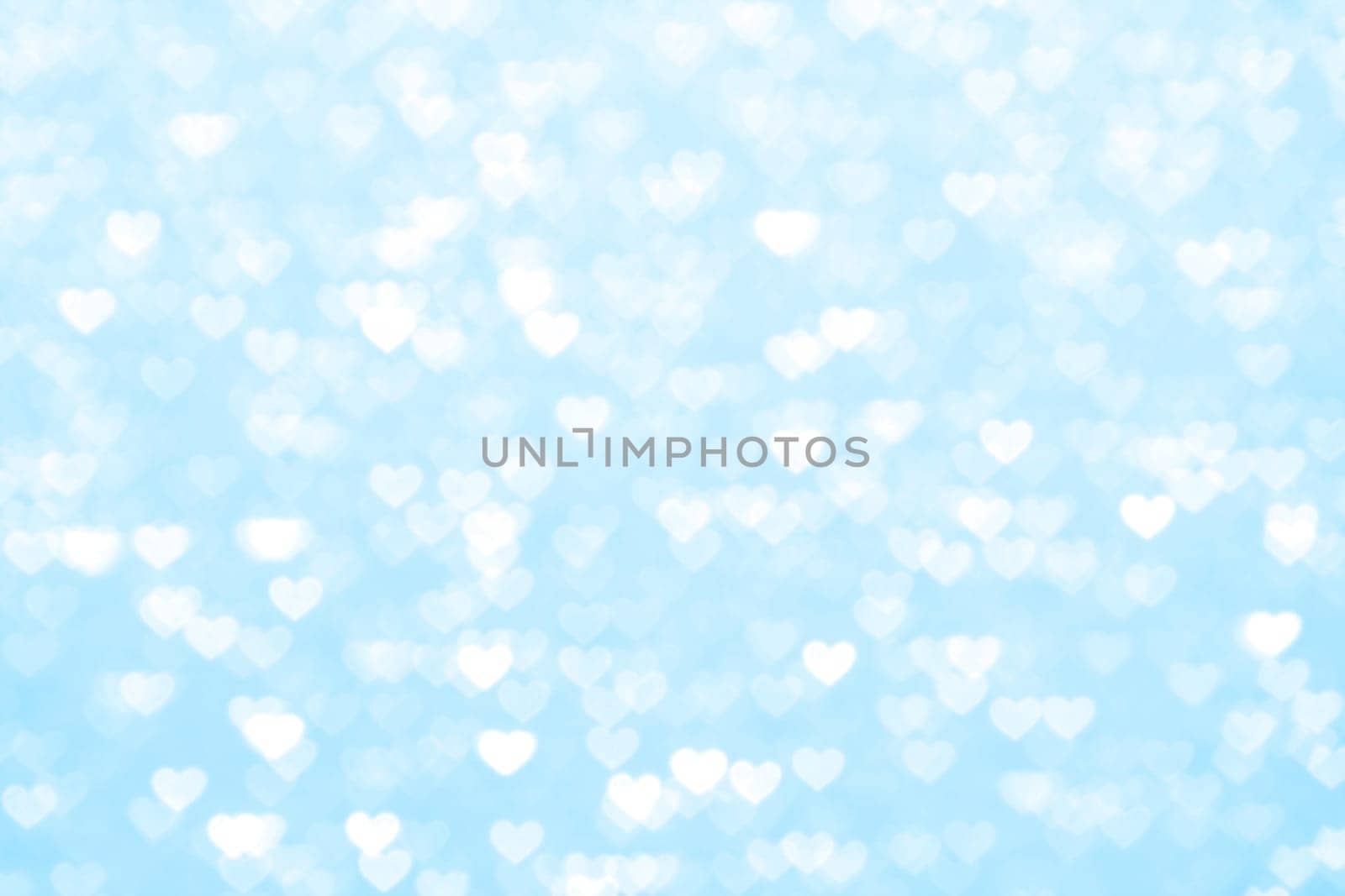 blur heart blue background, glitter bokeh lights heart soft valentine love card