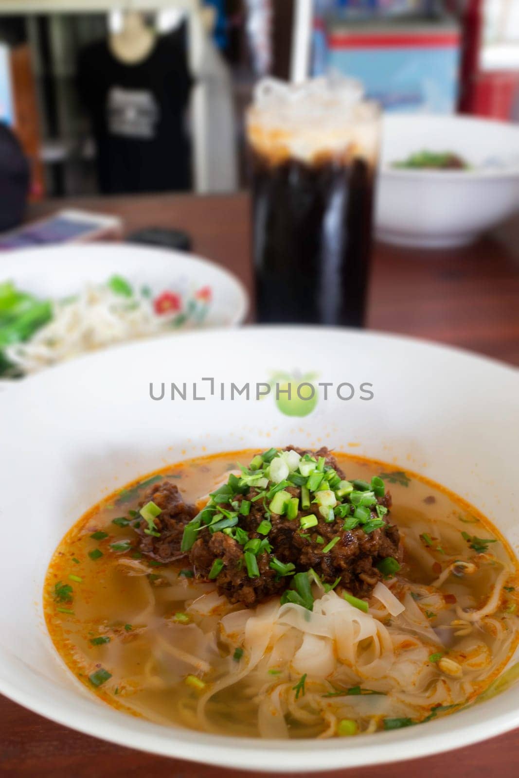 Local Thai style noodles pork soup, stock photo